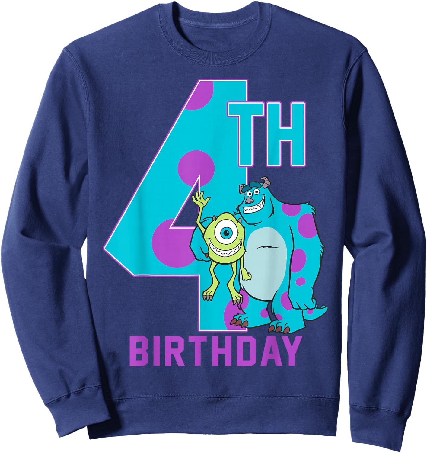 Disney Pixar Monsters Inc. Mike & Sully Happy 4th Birthday Sweatshirt - Sweatshirt | Navy
