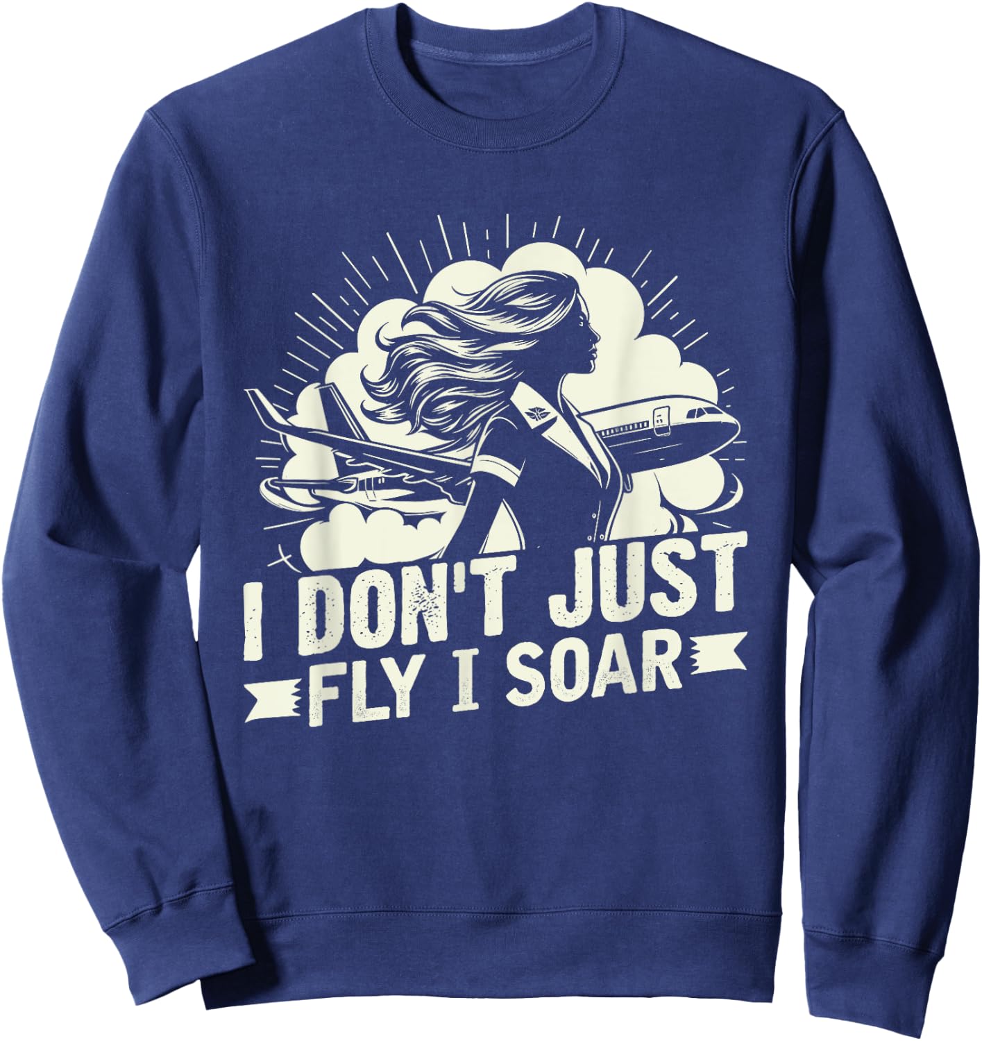I dont just fly i soar Flight Attendant Sweatshirt - Sweatshirt | Navy