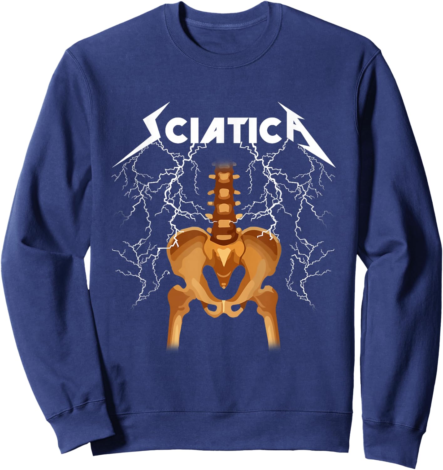 Sciatica Skeleton Nerve Rock Humour Sweatshirt - Sweatshirt | Navy