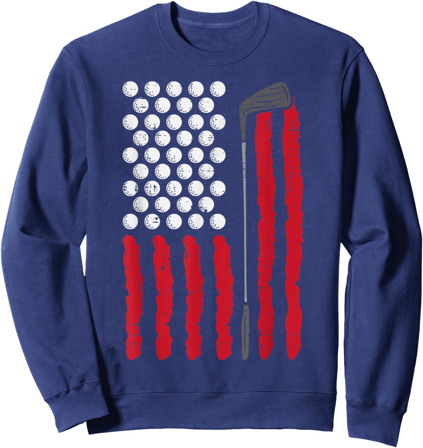 American Flag Golf Balls And Club Vintage Golfing Golfer Sweatshirt - Sweatshirt | Navy