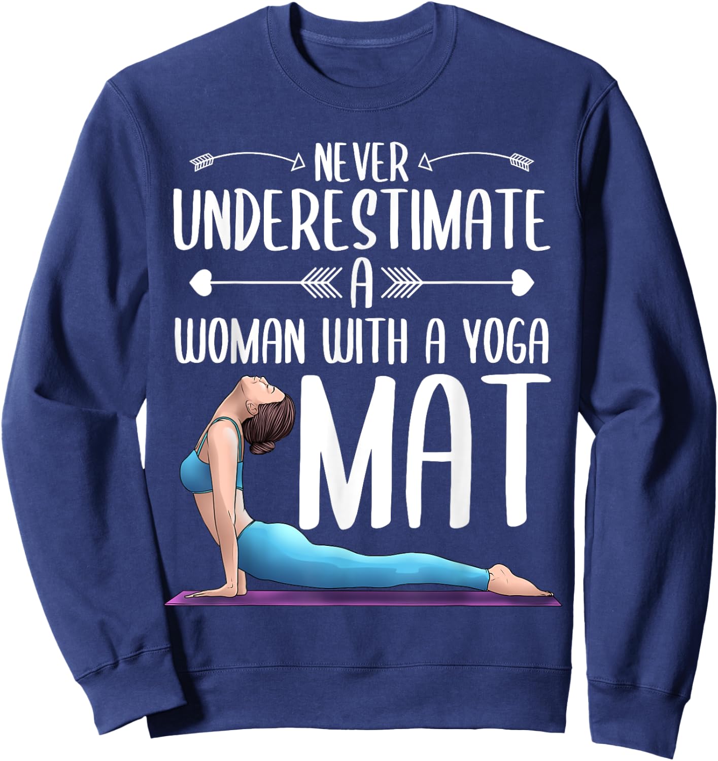 Funny Yoga Gift Women Exercise Mat Lover Fitness Girls Teens Sweatshirt - Sweatshirt | Navy