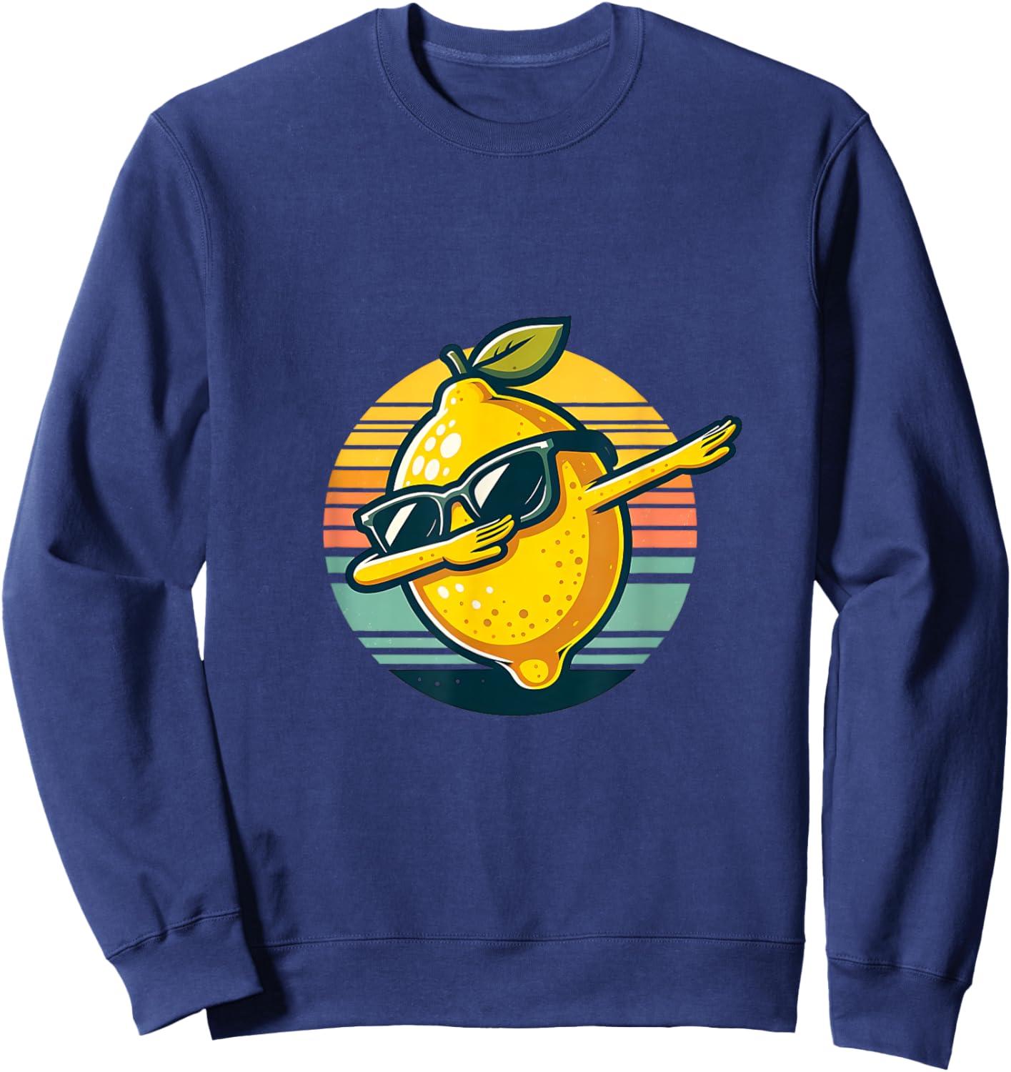 Funny Dab Lemon Dancing Dabbing Retro Fruit Sweatshirt - Sweatshirt | Navy