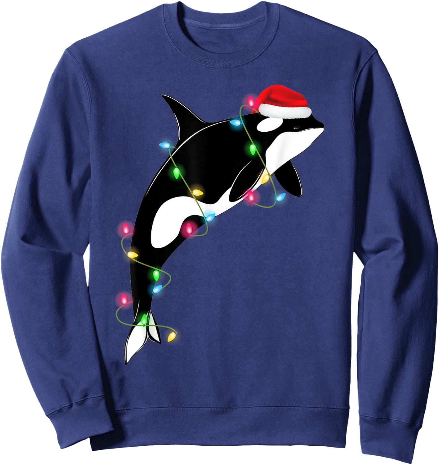 Funny Orca Killer Whale Santa Hat Christmas Sea Animals Sweatshirt - Sweatshirt | Navy