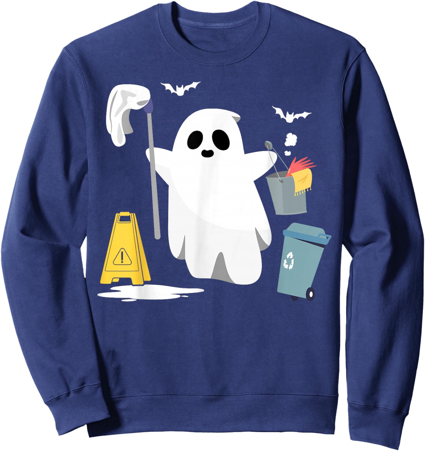 School Custodian Janitor Ghost Halloween Sweatshirt - Sweatshirt | Navy
