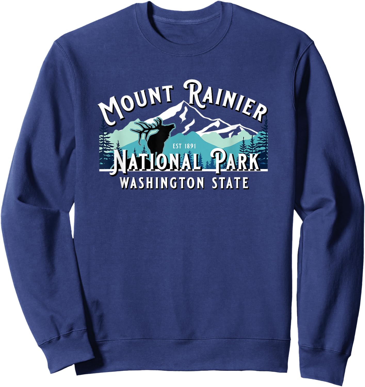 Vintage Mount Rainier National Park Washington Souvenir Sweatshirt - Sweatshirt | Navy