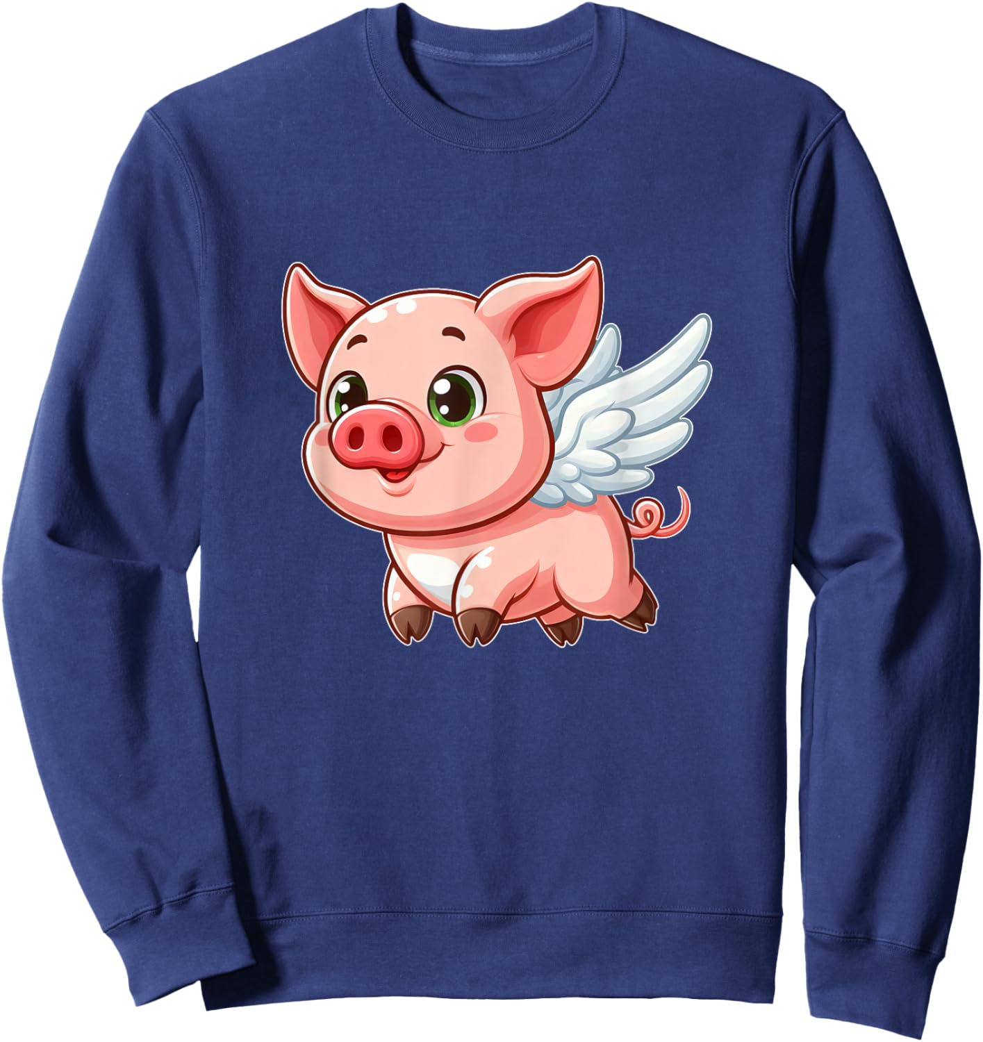 Cute Cartoon Pig Angel with Wings Halo Farmer Sweatshirt - Sweatshirt | Navy