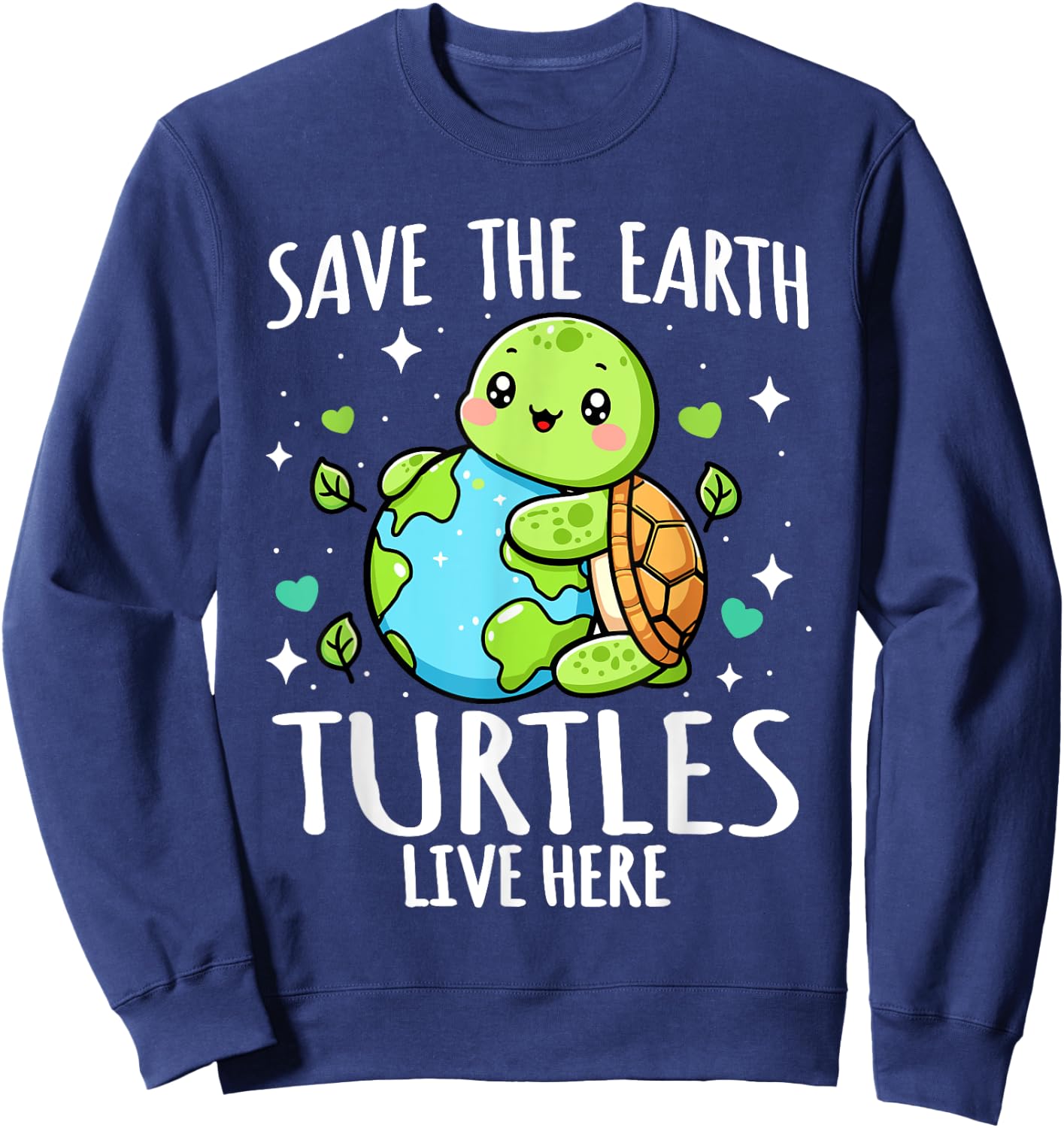 Save Earth Turtle Design - Funny Animal Earth Day Sweatshirt - Sweatshirt | Navy