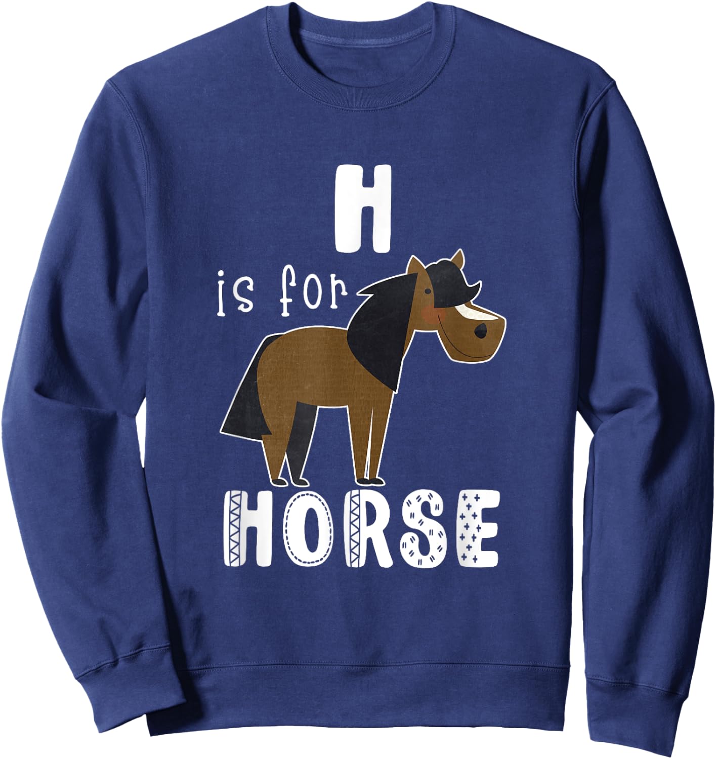 Horse Letter H Alphabet Sweatshirt - Sweatshirt | Navy