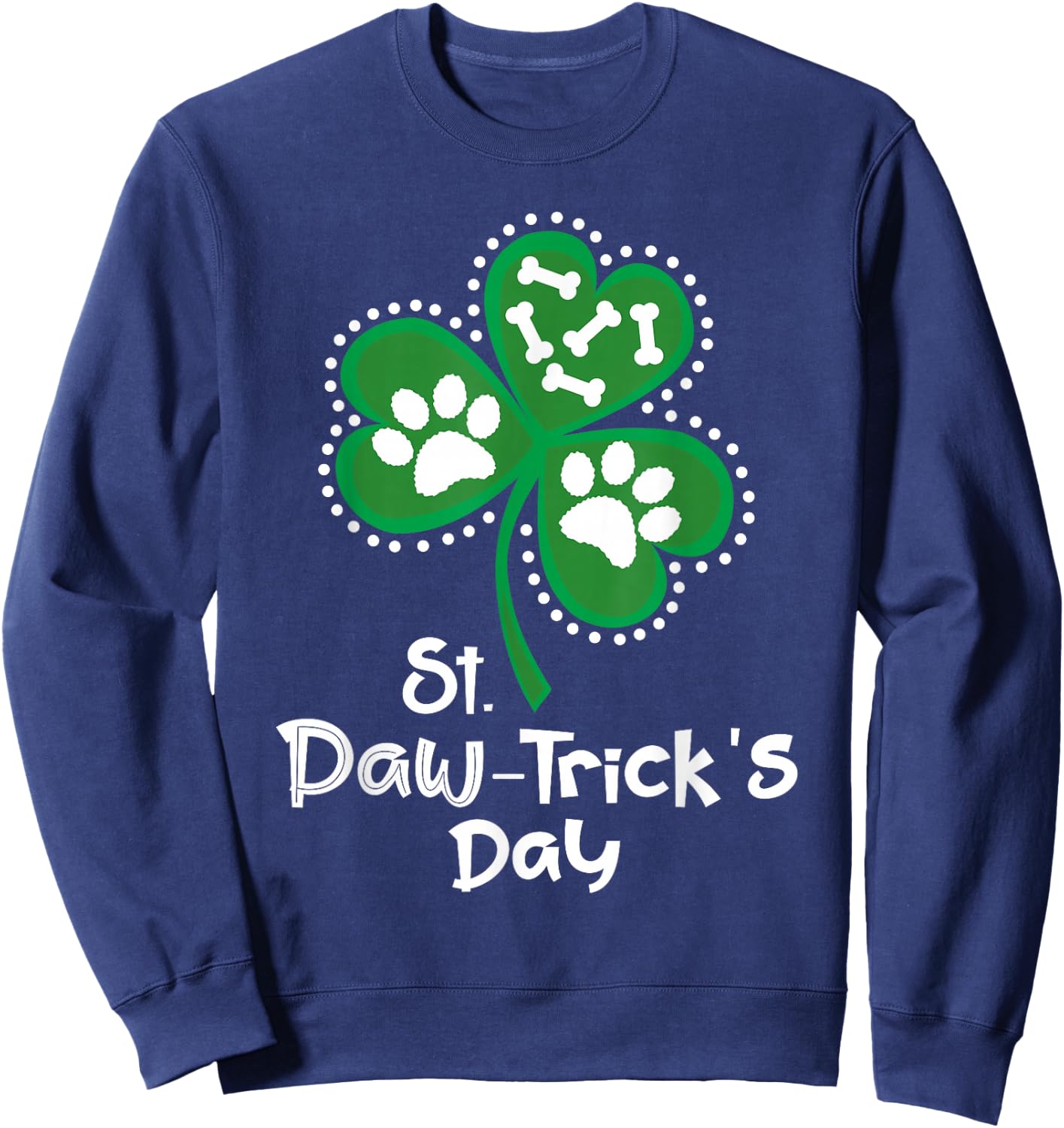 St Patrick's Day Gifts for Dog Lovers Paw Print Dog Owner Jersey Sweatshirt - Sweatshirt | Navy
