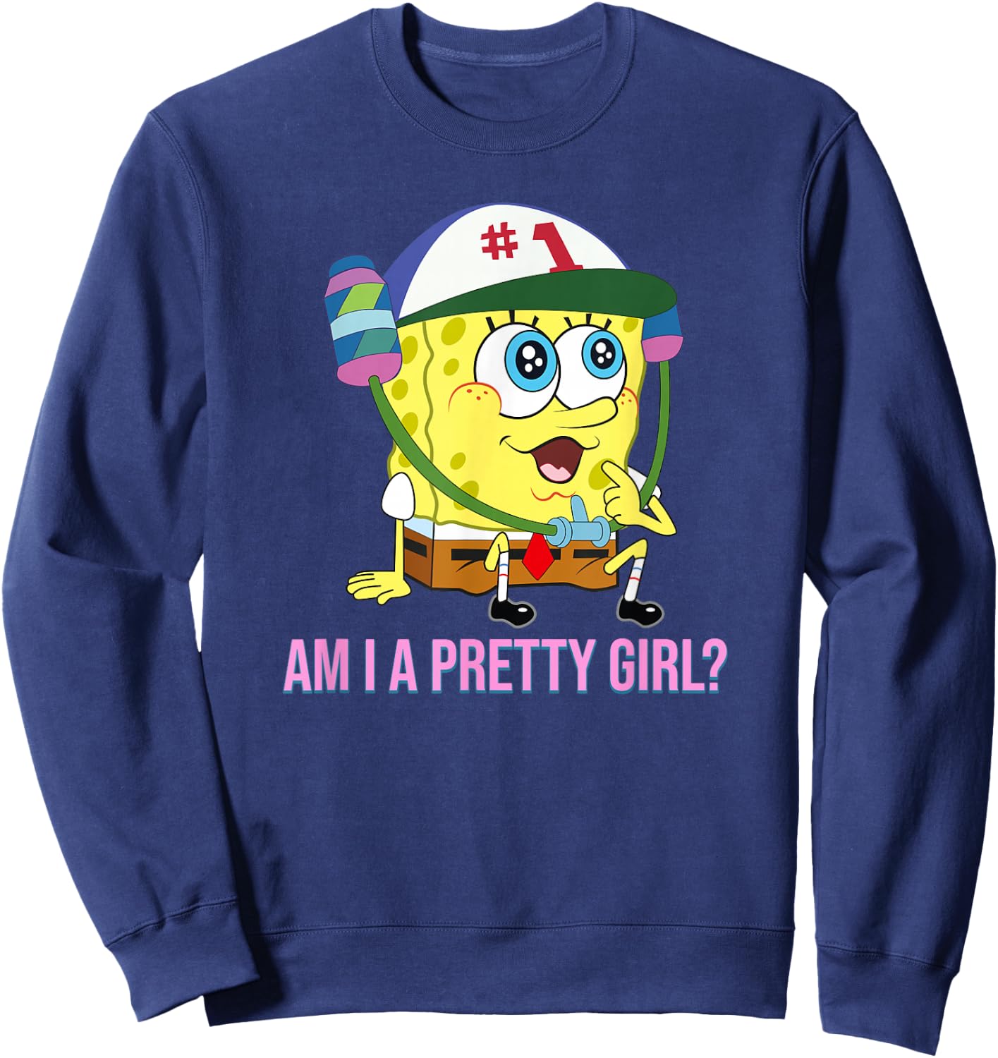 Spongebob Squarepants - Am I a Pretty Girl? Sweatshirt - Sweatshirt | Navy