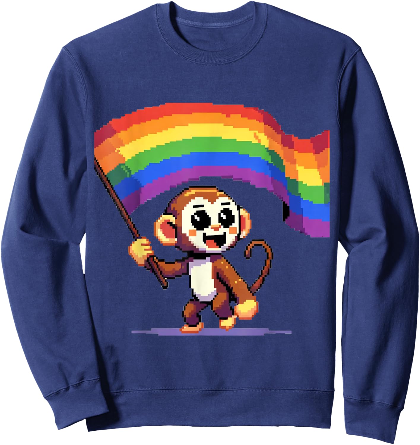 Pixel Monkey Rainbow Lesbian Gay CSD Pride Party Queer LGBT Sweatshirt - Sweatshirt | Navy