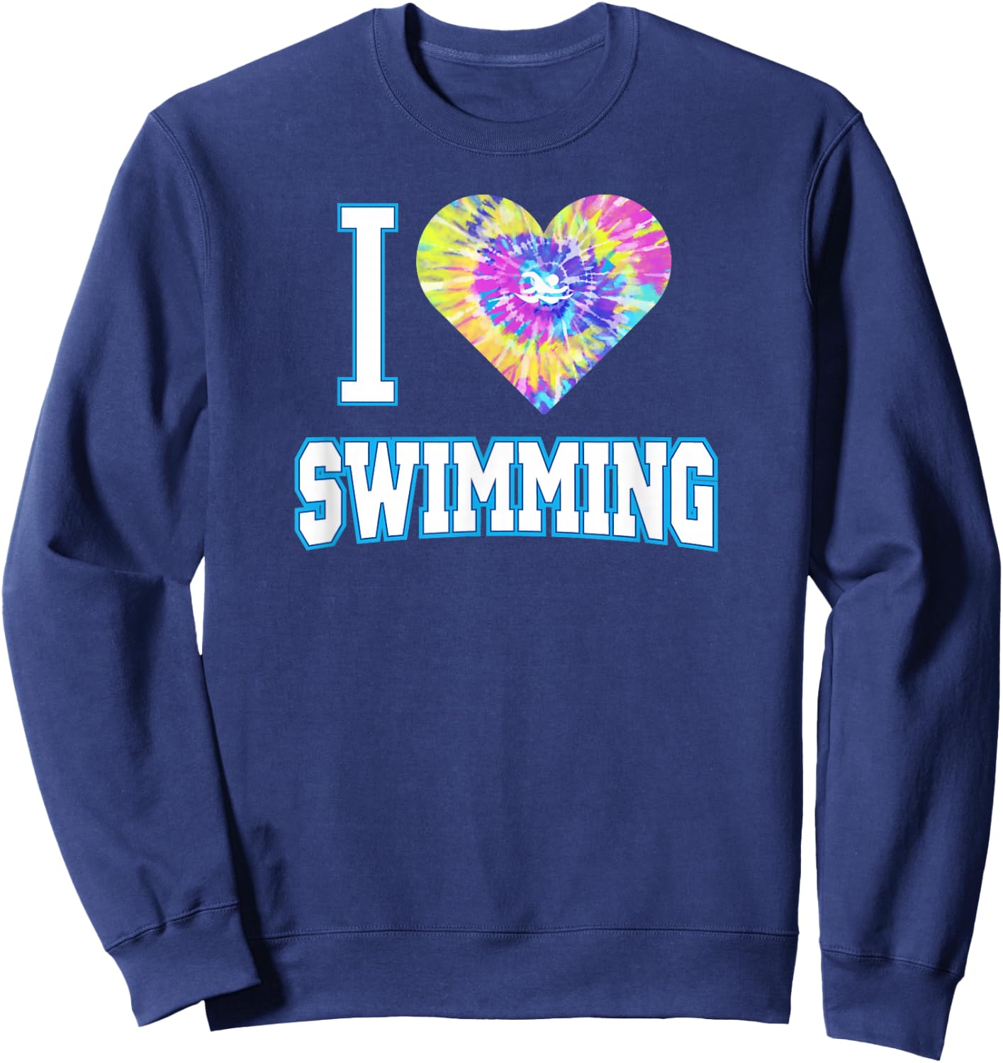 I Love Swimming Tie Dye Heart Sweatshirt - Sweatshirt | Navy