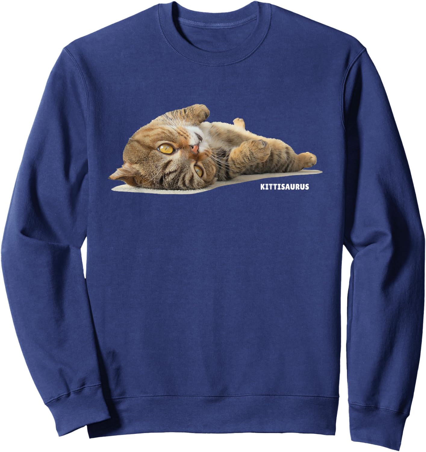 ChuChu in Wonderland Lying LuLu , Adult, , Short Sleeve, Blue, Small, Cat Pattern, Modern, Classic, Casual, Cotton 60% Polyester 40% Sweatshirt - Sweatshirt | Navy