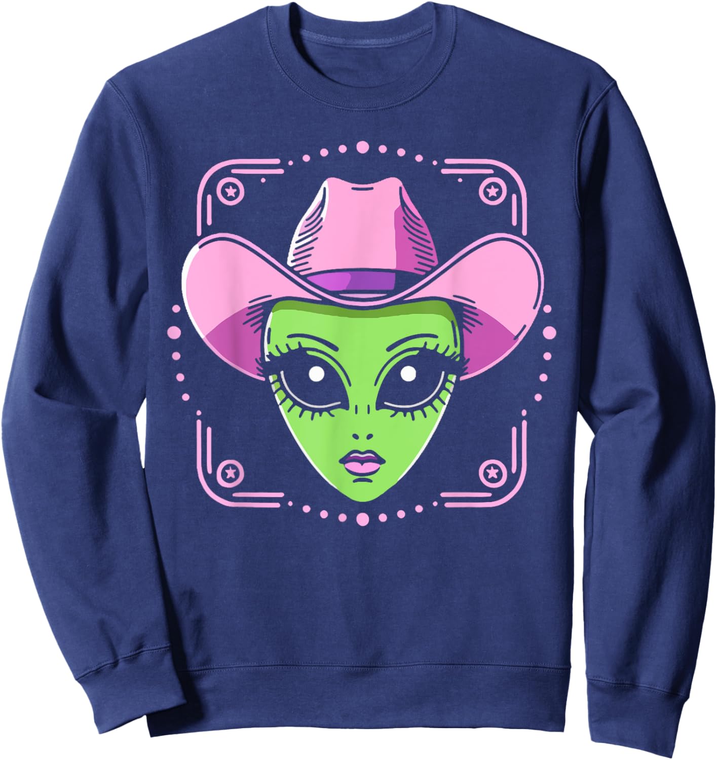 Alien Cowgirl Has Space Western UFO Howdy Rodeo Country Sweatshirt - Sweatshirt | Navy