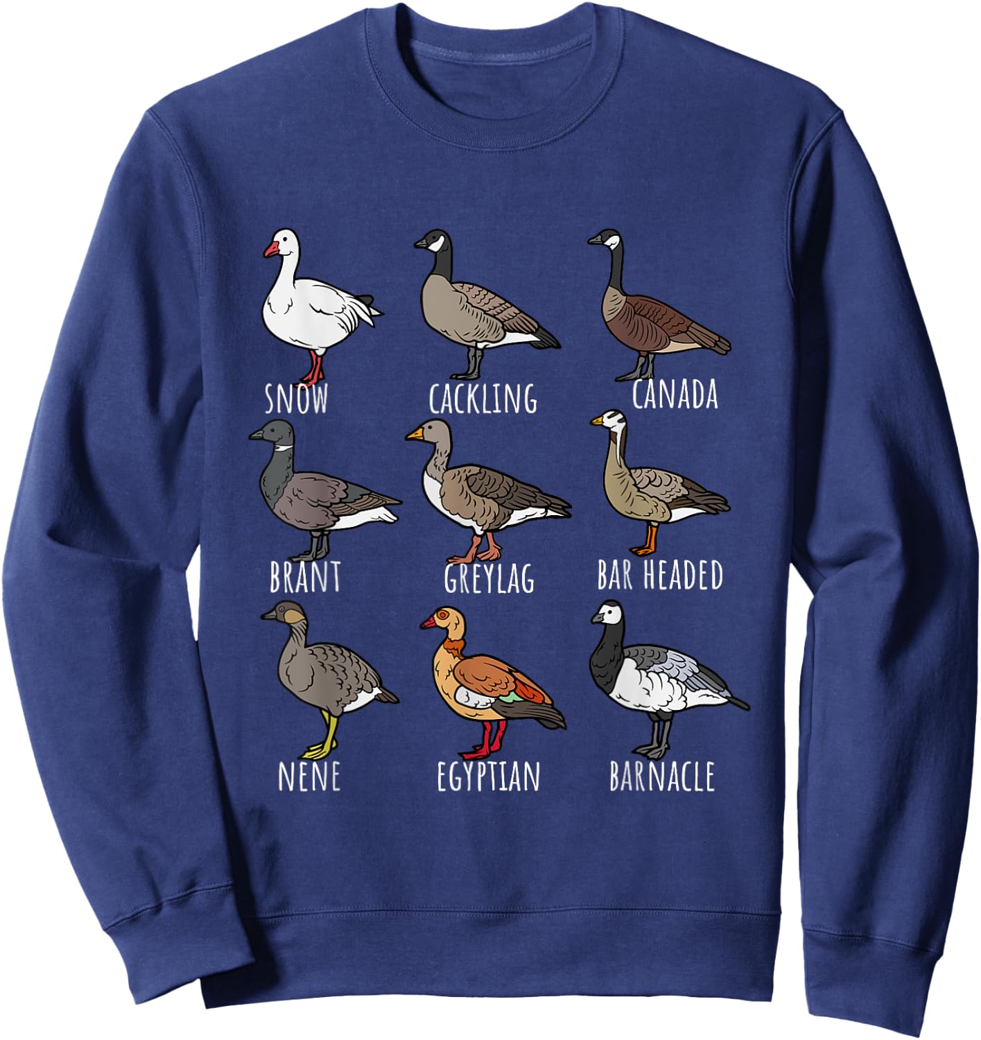 Type Of Geese Chart Variety For Nature Lovers Bird Watchers Sweatshirt - Sweatshirt | Navy