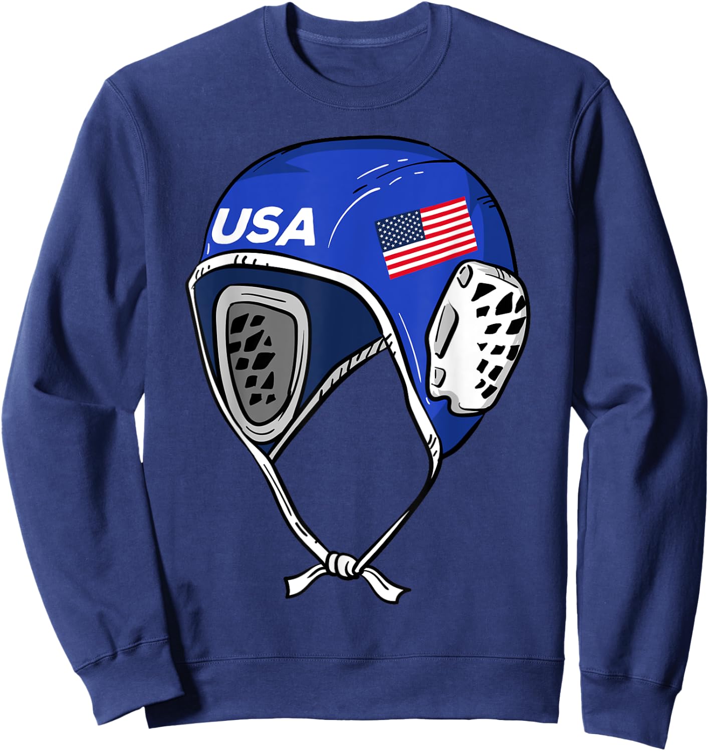 Water Polo Cap Patriotic Player American Flag Swimmer Fan Sweatshirt - Sweatshirt | Navy