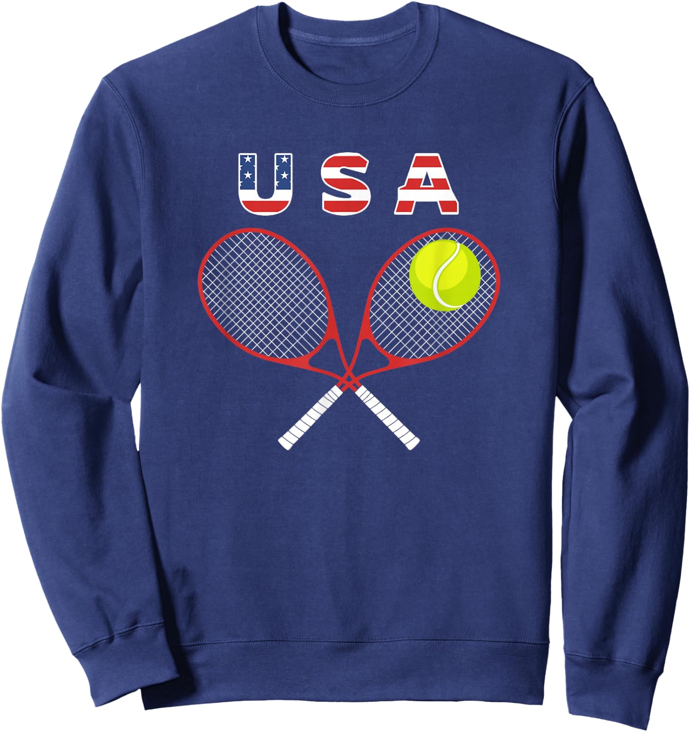 Tennis American Flag / USA Fans Support Racket Ball Sweatshirt - Sweatshirt | Navy