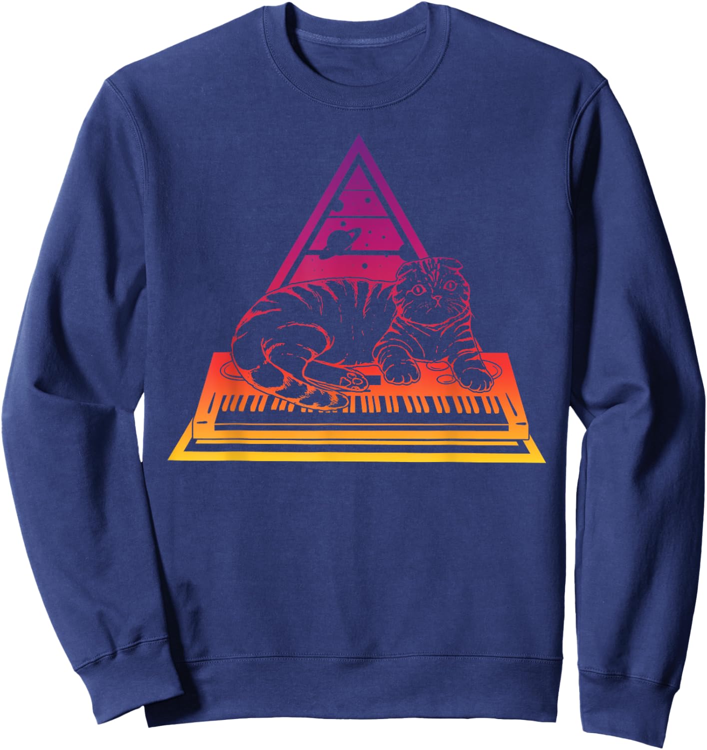 Techno Synth Analogue Cat Synthesiser Men Women Sweatshirt - Sweatshirt | Navy