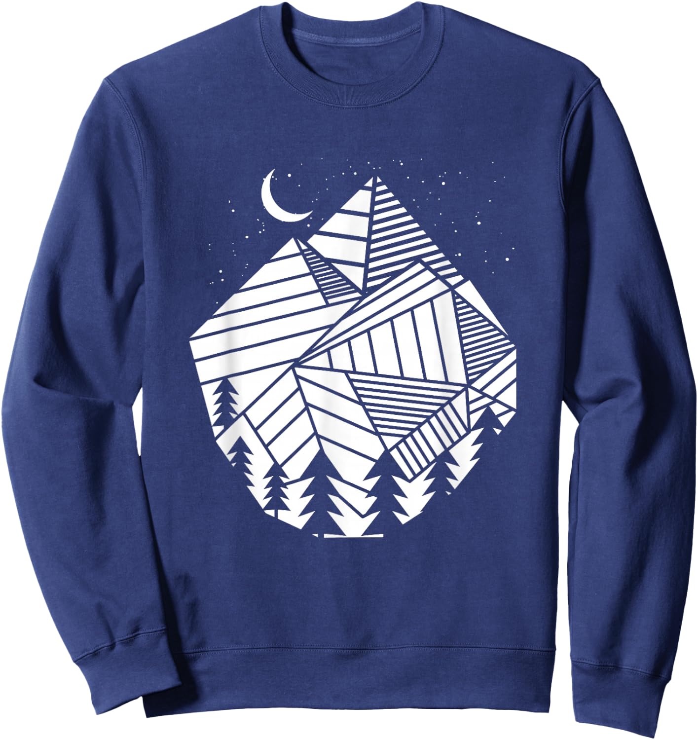 Hiking Polygon Mountains Trees - Geometric Shapes Hike Hiker Sweatshirt - Sweatshirt | Navy