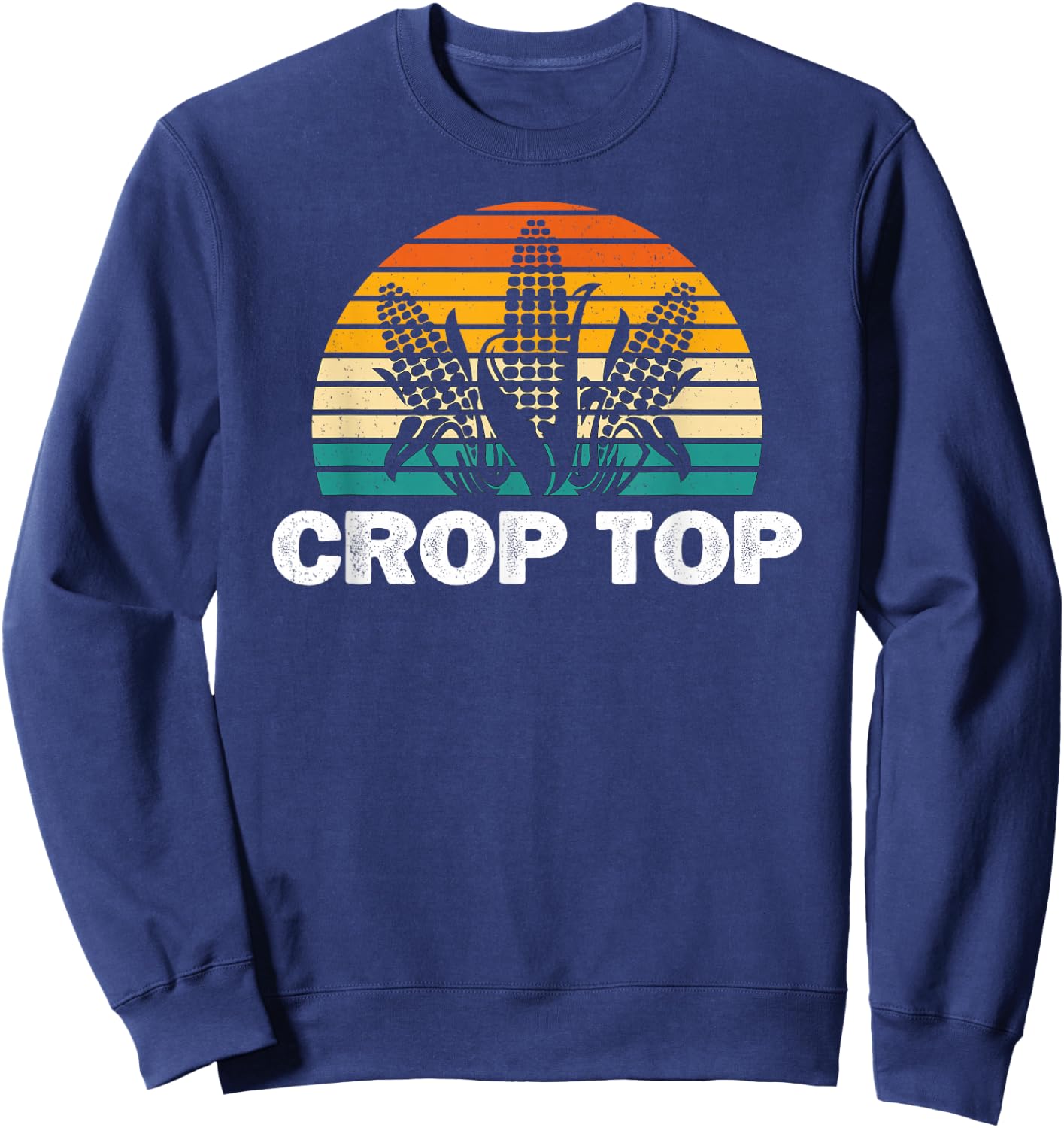 Crop Top Corn Funny Maize Corn Lover Farmer Retro Sweatshirt - Sweatshirt | Navy