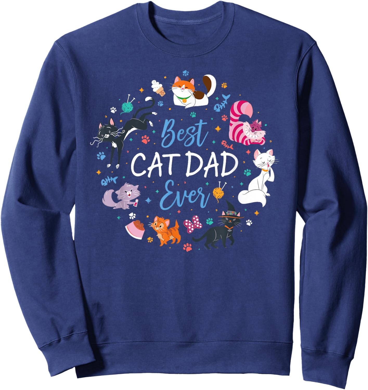Disney Pet Parent Father’s Day Disney Cats Best Cat Dad Ever Sweatshirt - Sweatshirt | Navy