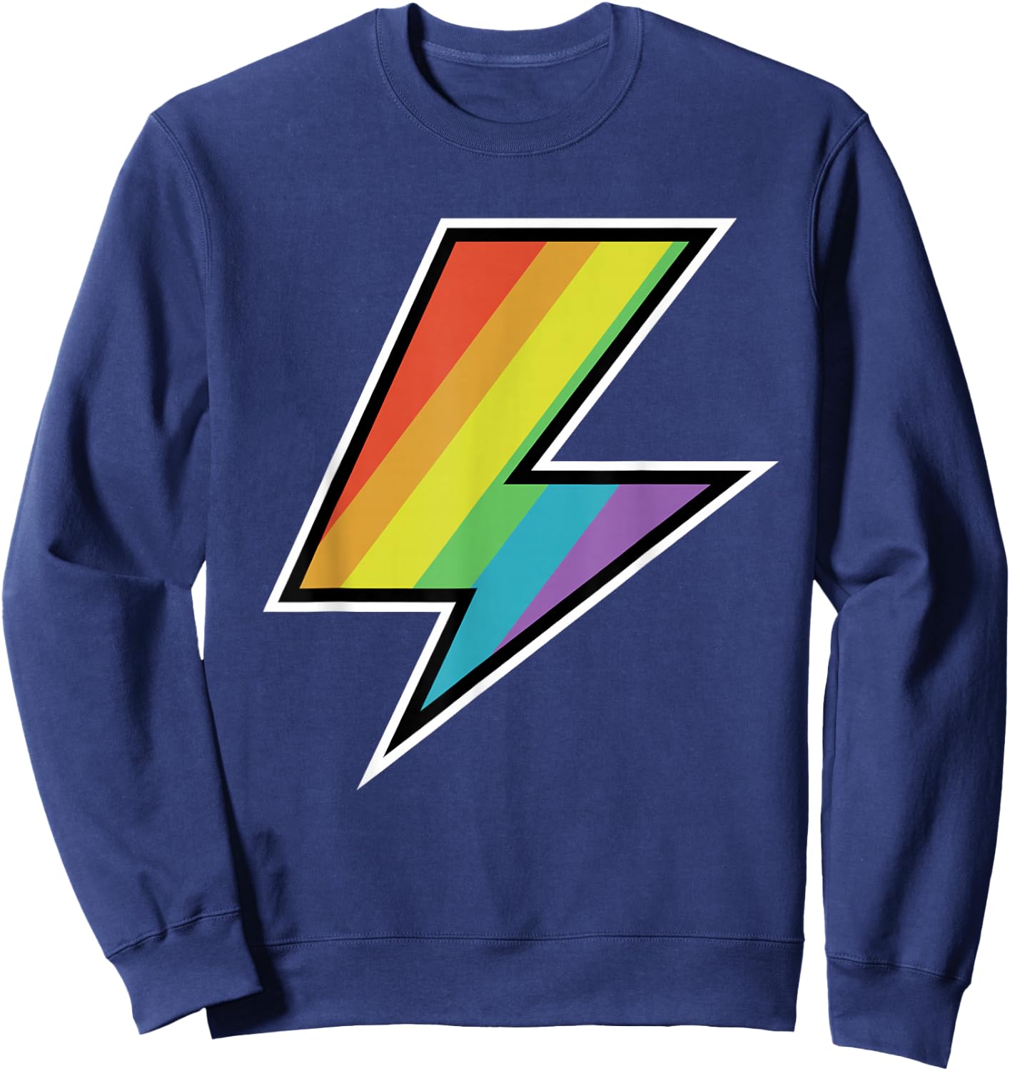 Cool Vintage Rainbow Lightning Bolt LGTBQ Pride Sweatshirt - Sweatshirt | Navy