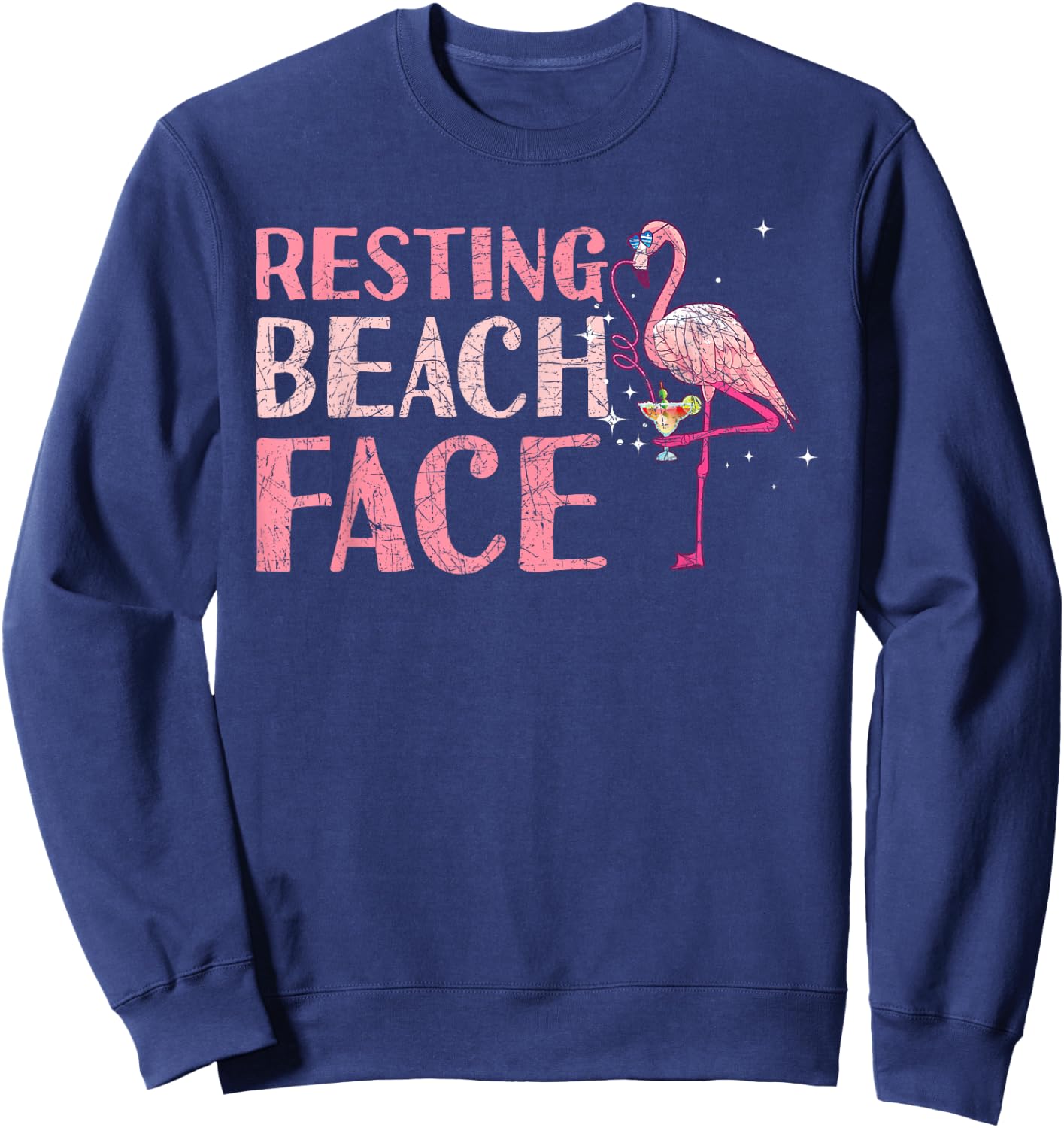 Resting Beach Face Flamingo Sweatshirt - Sweatshirt | Navy