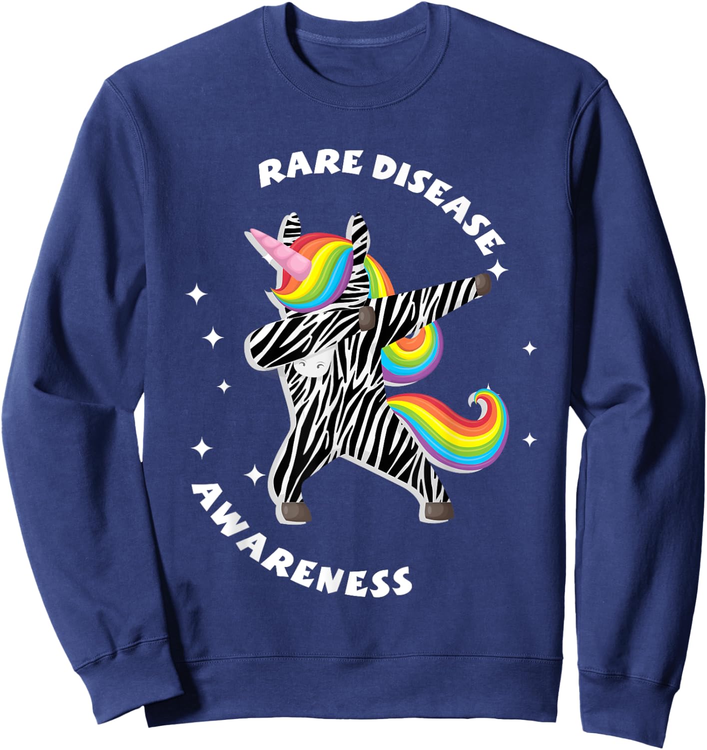 Kids Unicorn Rare Illness Awareness Zebra Disease Sweatshirt - Sweatshirt | Navy