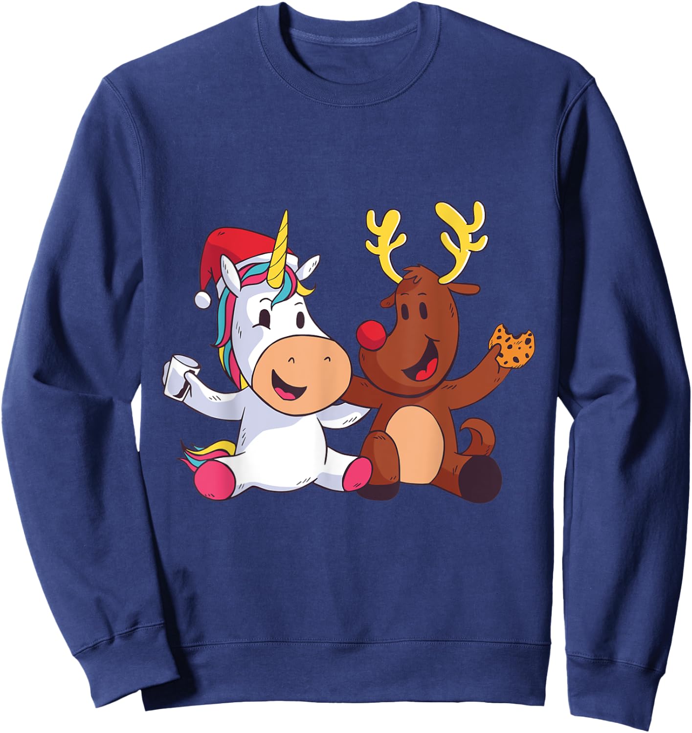 Reindeer Rudolph Christmas Ren Red Nosed Unicorn Gift Sweatshirt - Sweatshirt | Navy