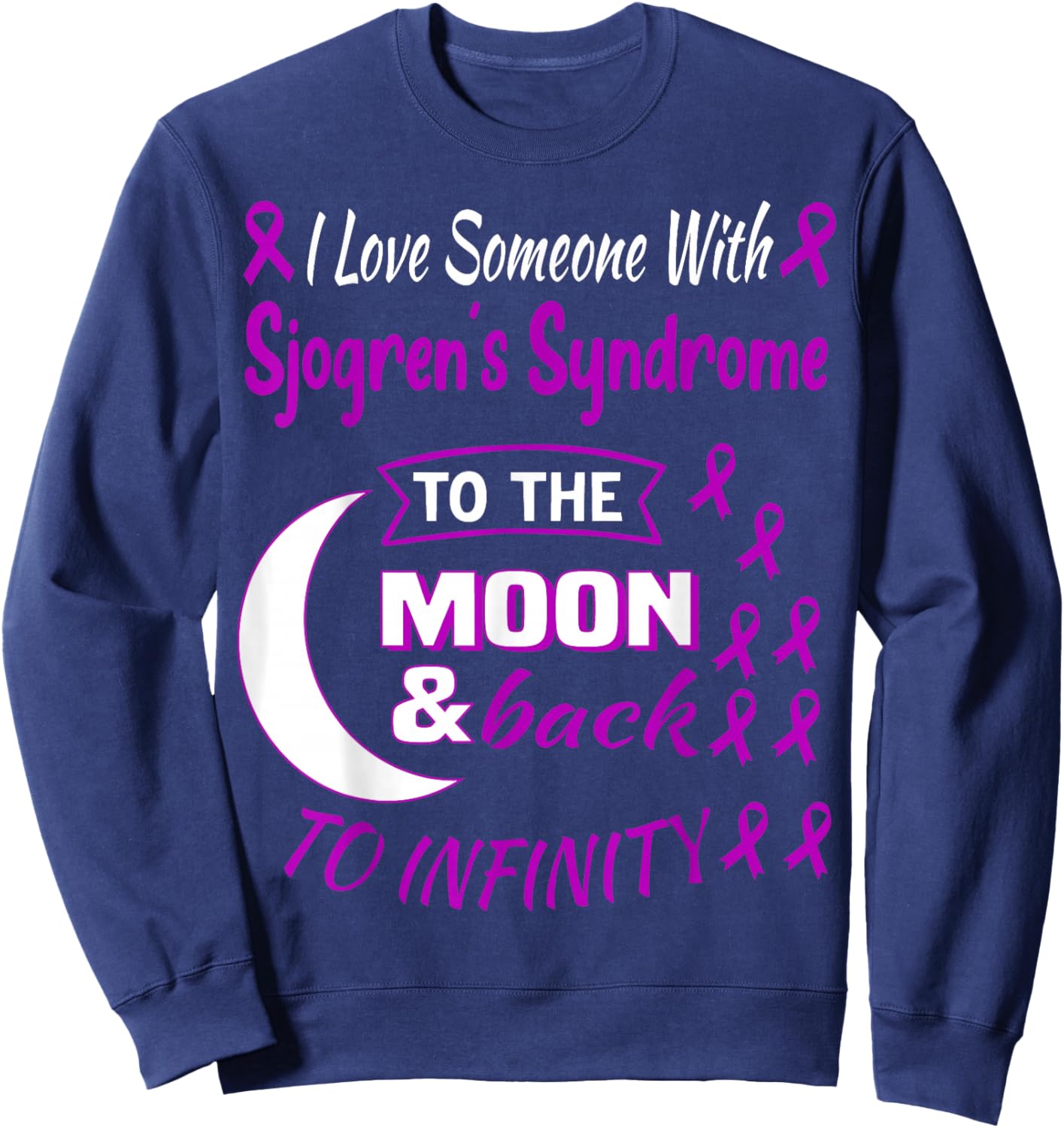 Sjogrens Syndrome Awareness Purple Ribbon Sjogren's disease Sweatshirt - Sweatshirt | Navy