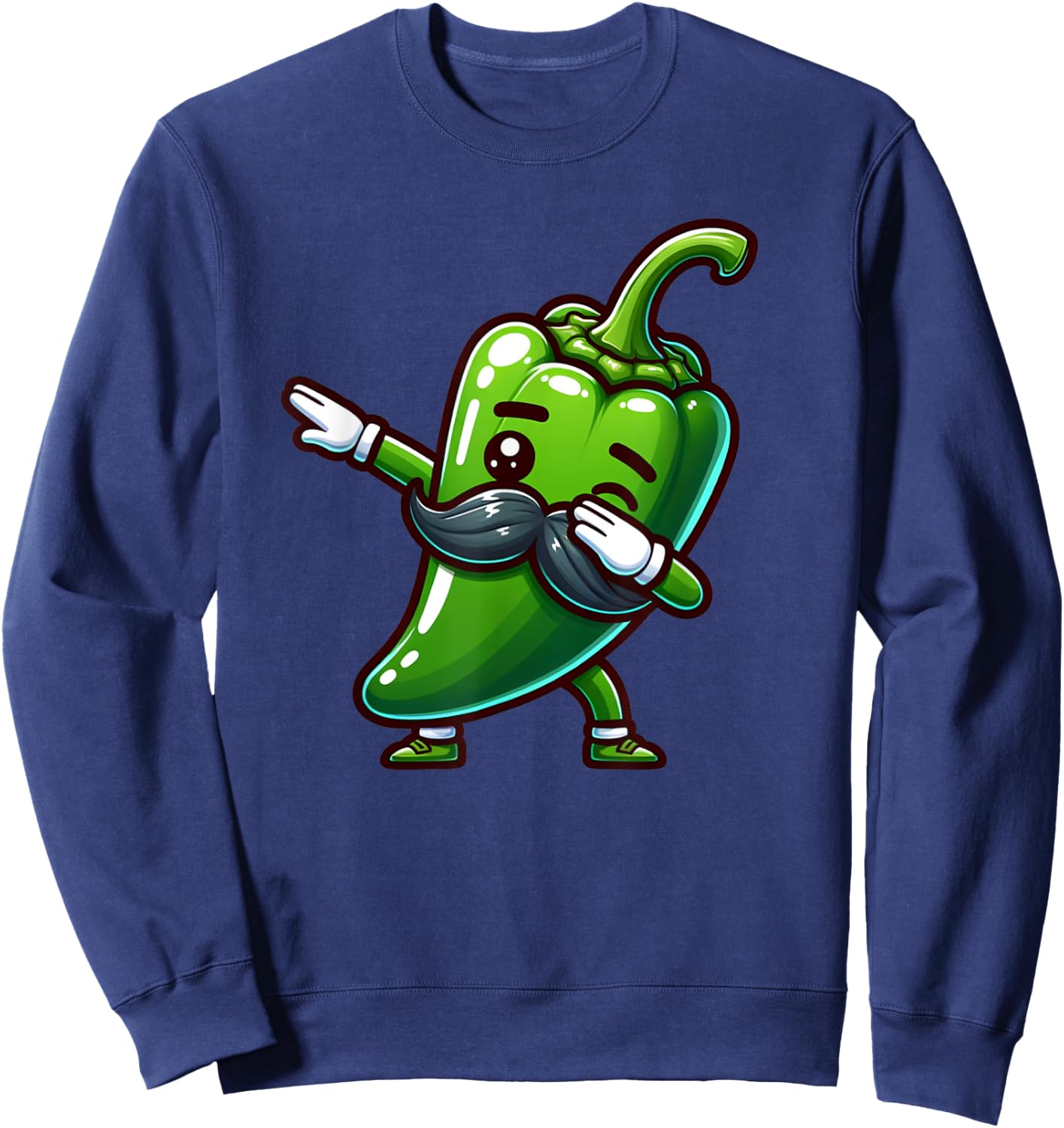Dabbing Jalapeno Pepper Mustache Cinco de Mayo Boy Girl Kids Sweatshirt - Sweatshirt | Navy