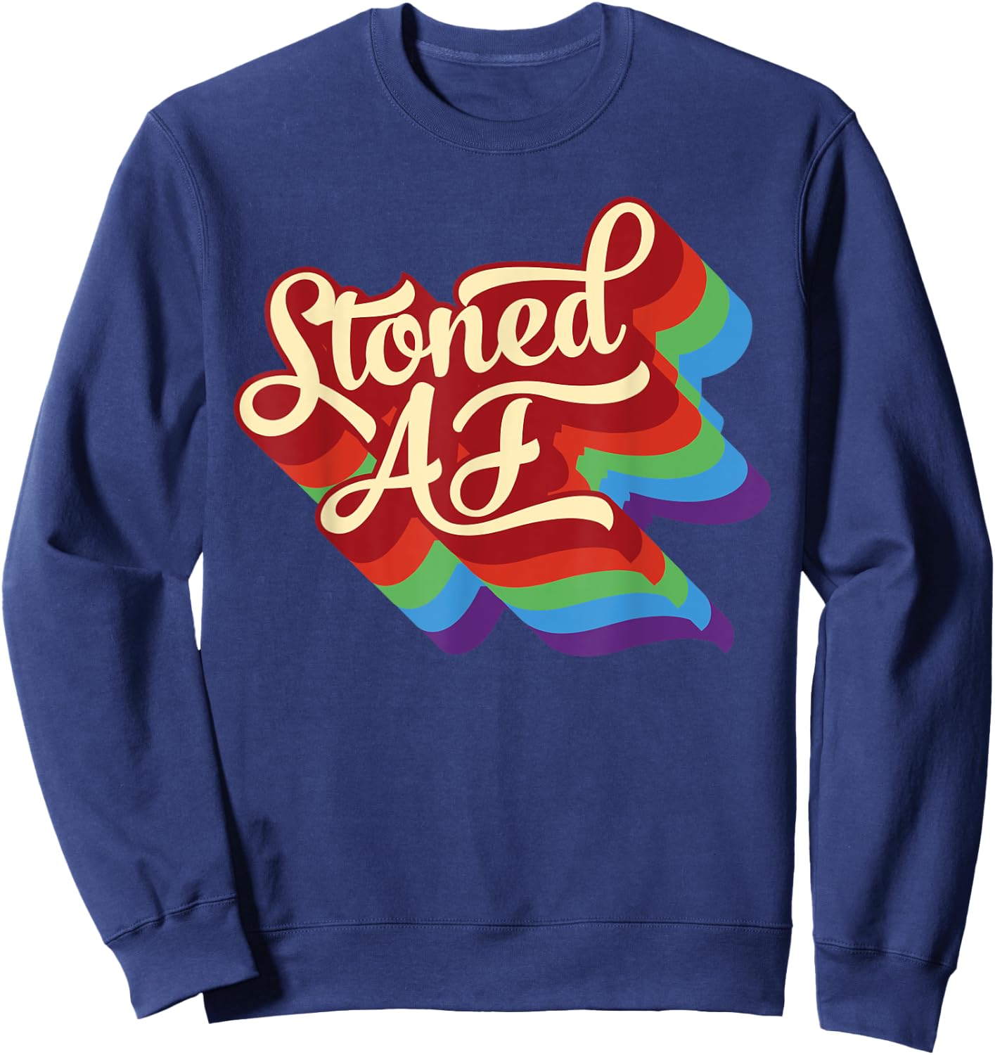 Retro 70s Stoned AF Cannabis Sweatshirt - Sweatshirt | Navy