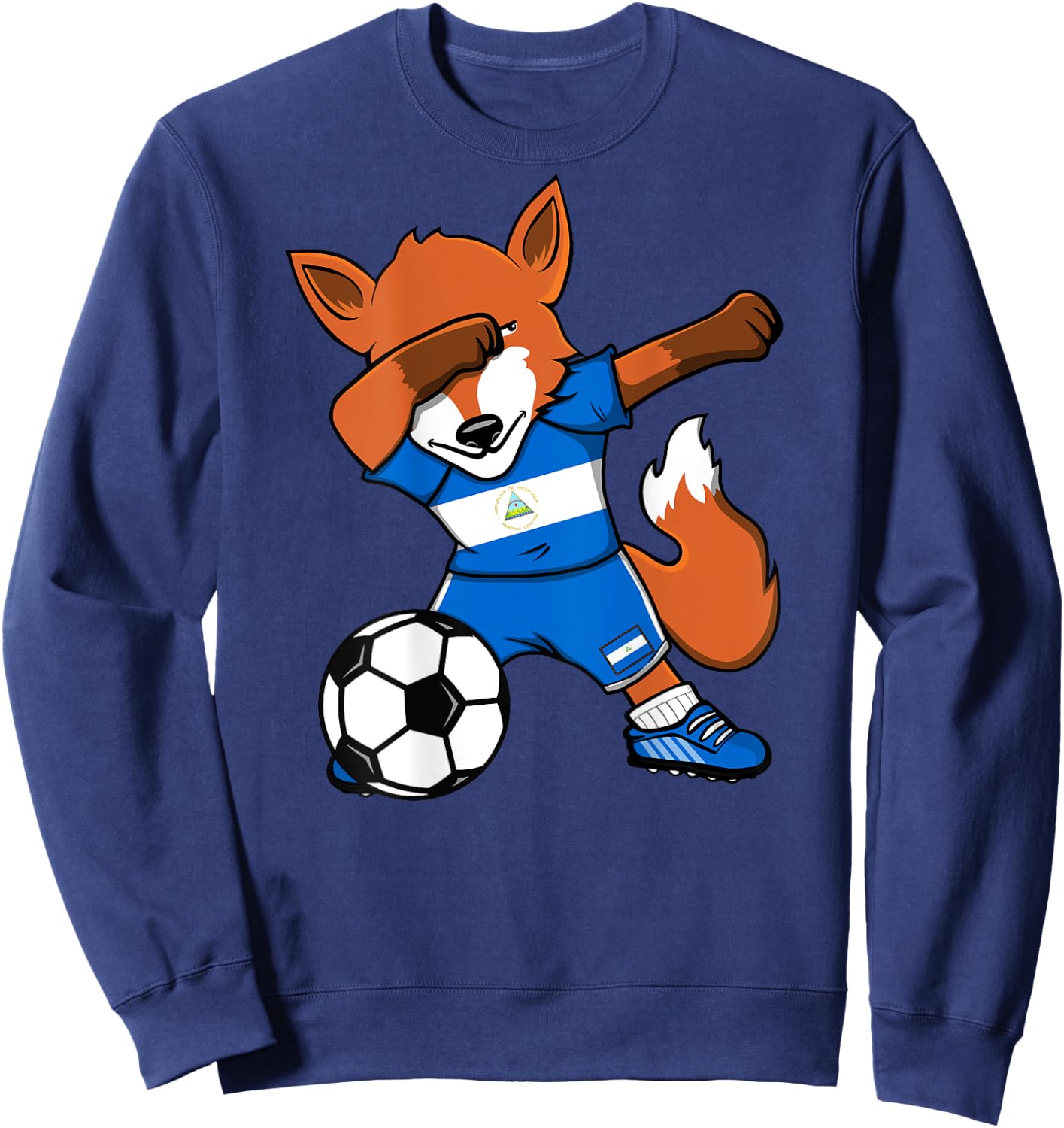 Dabbing Fox Nicaragua Soccer Fans Jersey Nicaragua Football Sweatshirt - Sweatshirt | Navy