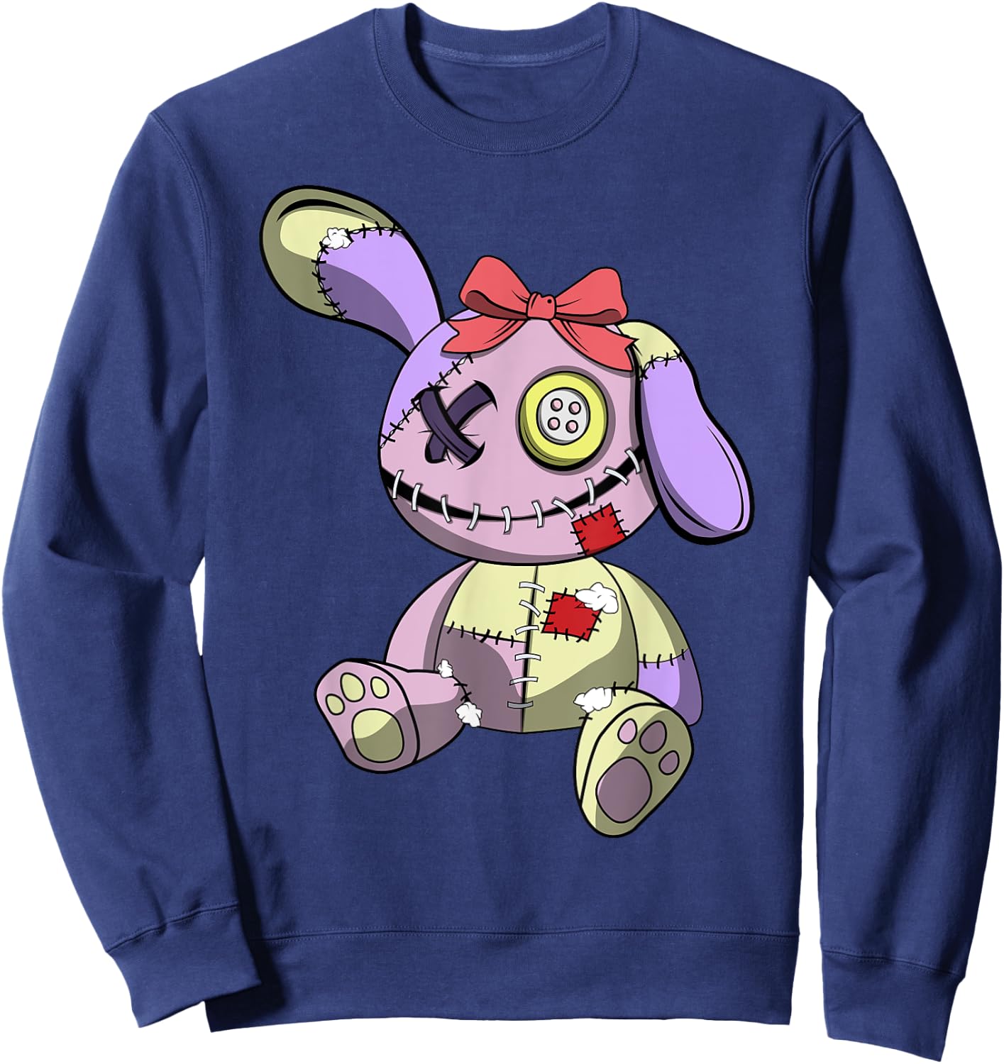 Japanese Kawaii Pastel Goth Cute Anime Creepy Teddy Bear Sweatshirt - Sweatshirt | Navy