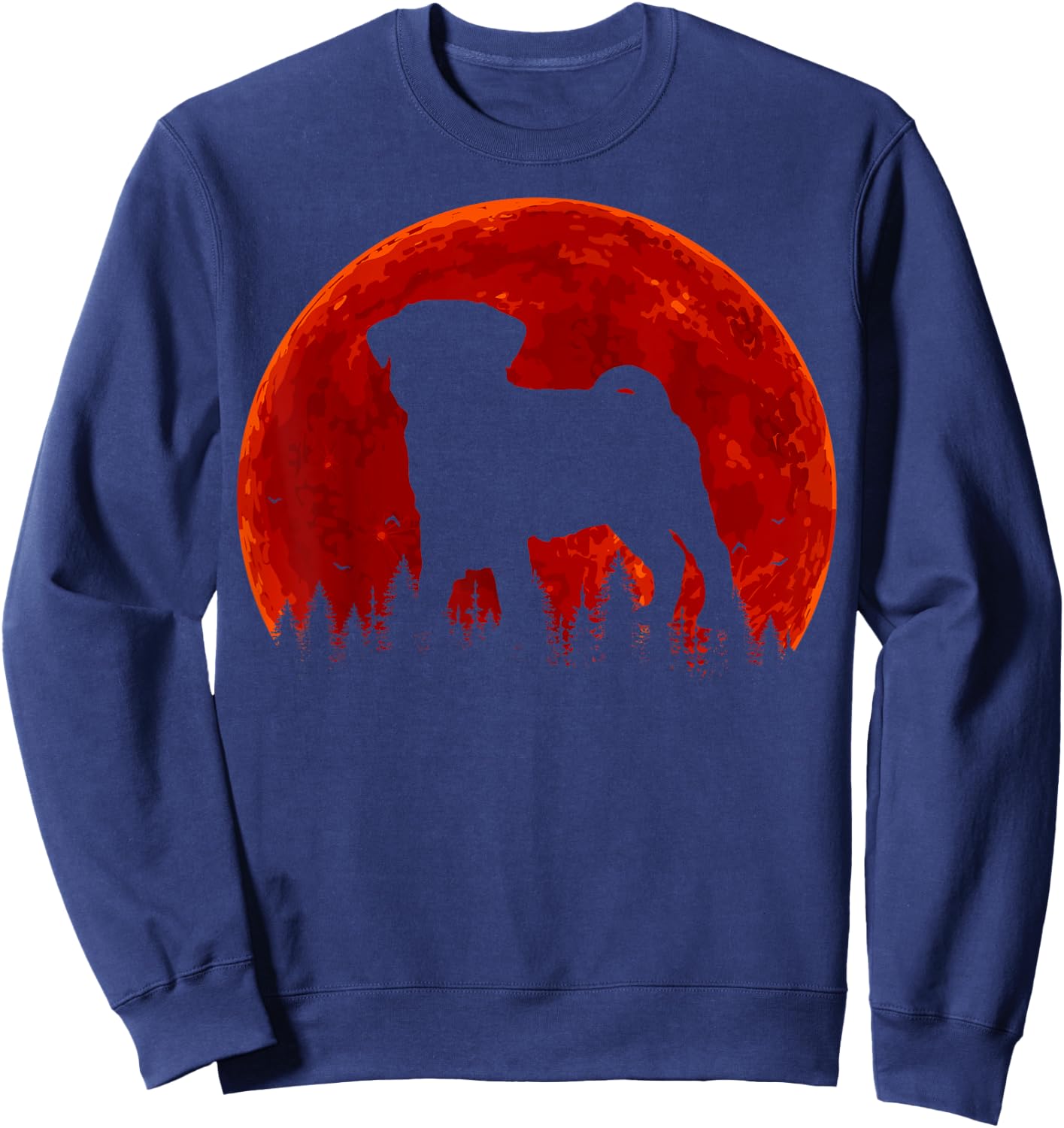 Funny Pug Witch Halloween Pumpkin Scary Costume Dog Lovers Men Women Kids Sweatshirt - Sweatshirt | Navy