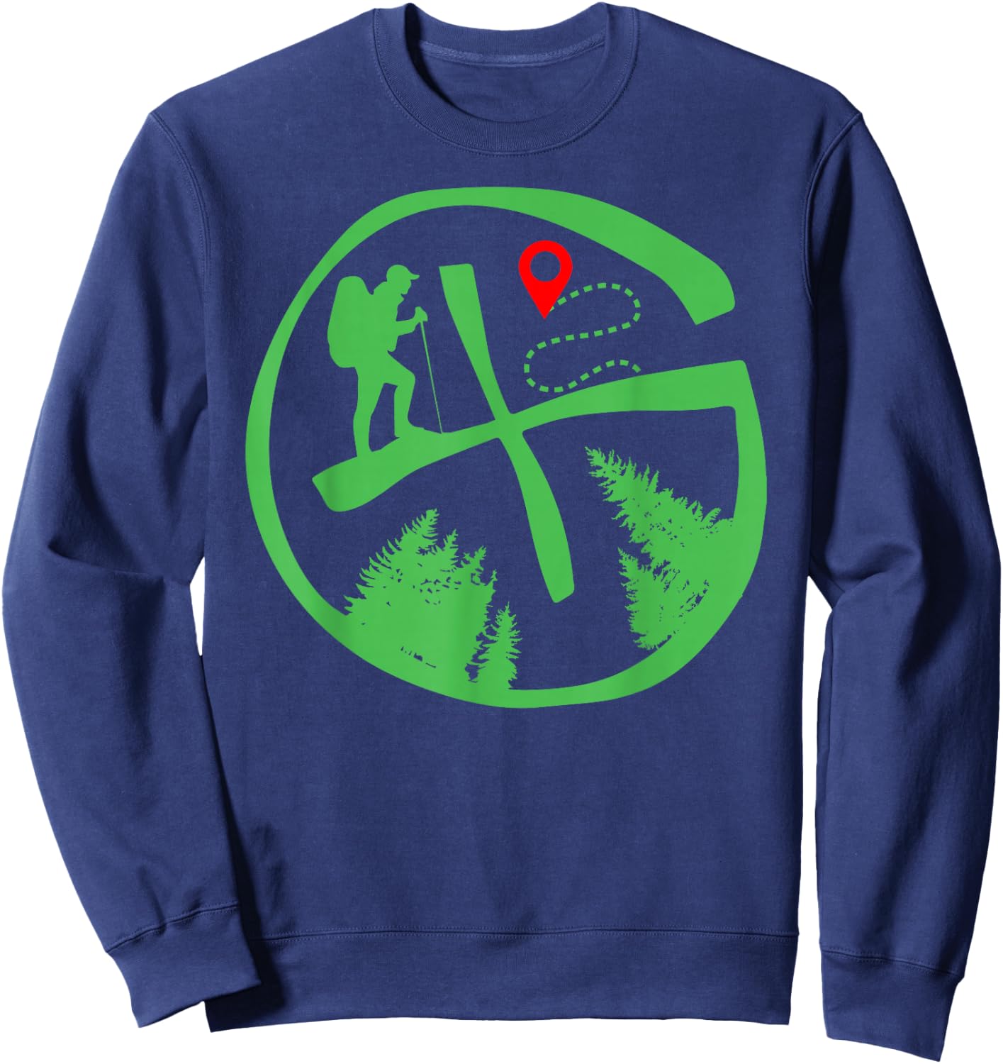 Geocaching Geocache Hiking Outdoor - -Adults, -Kids - Black - Short Sleeve - Small - Classic Fit - Cotton, Polyester Blend Sweatshirt - Sweatshirt | Navy