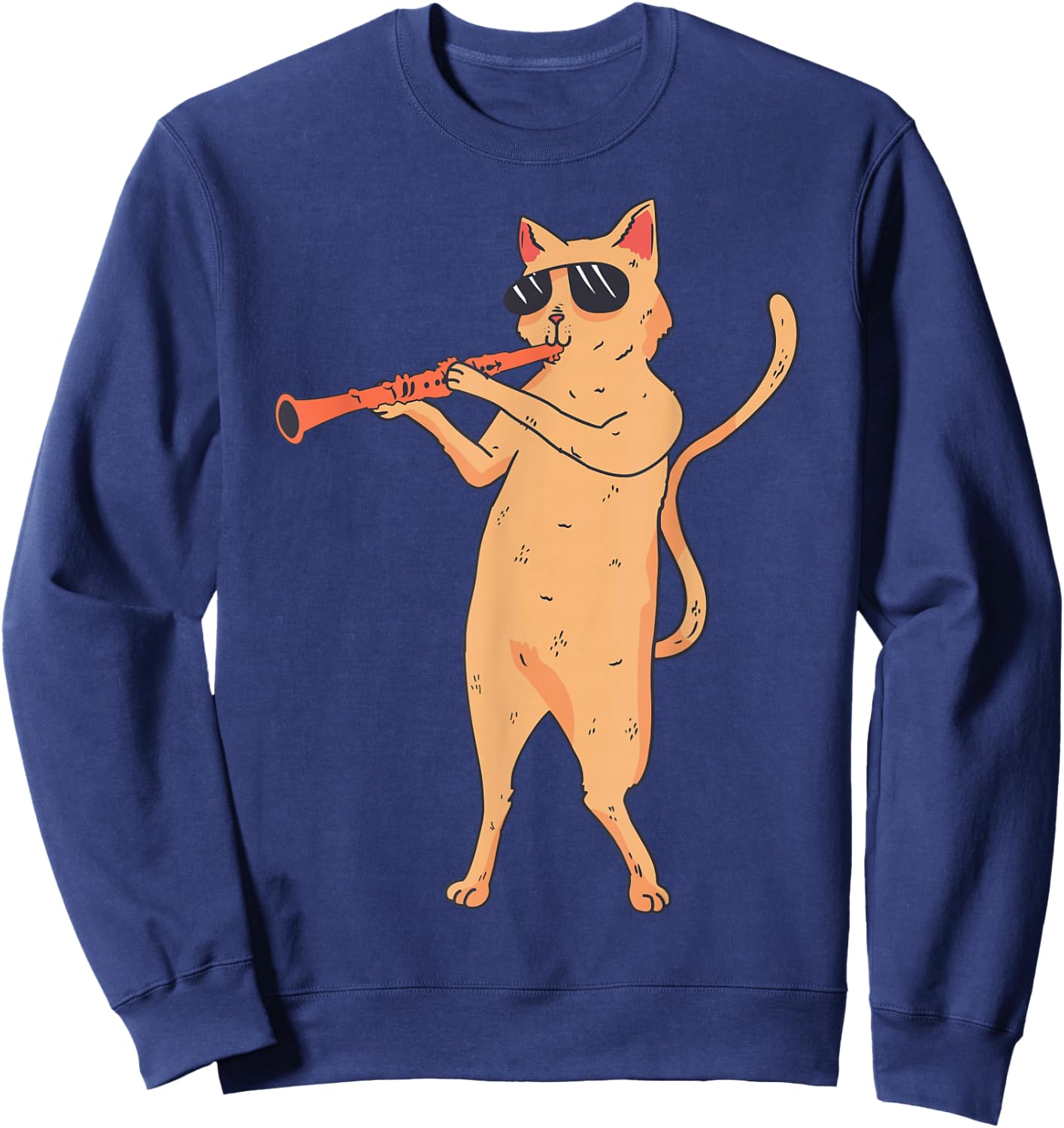 Cat Playing The Clarinet Gift kitty lover Sweatshirt - Sweatshirt | Navy