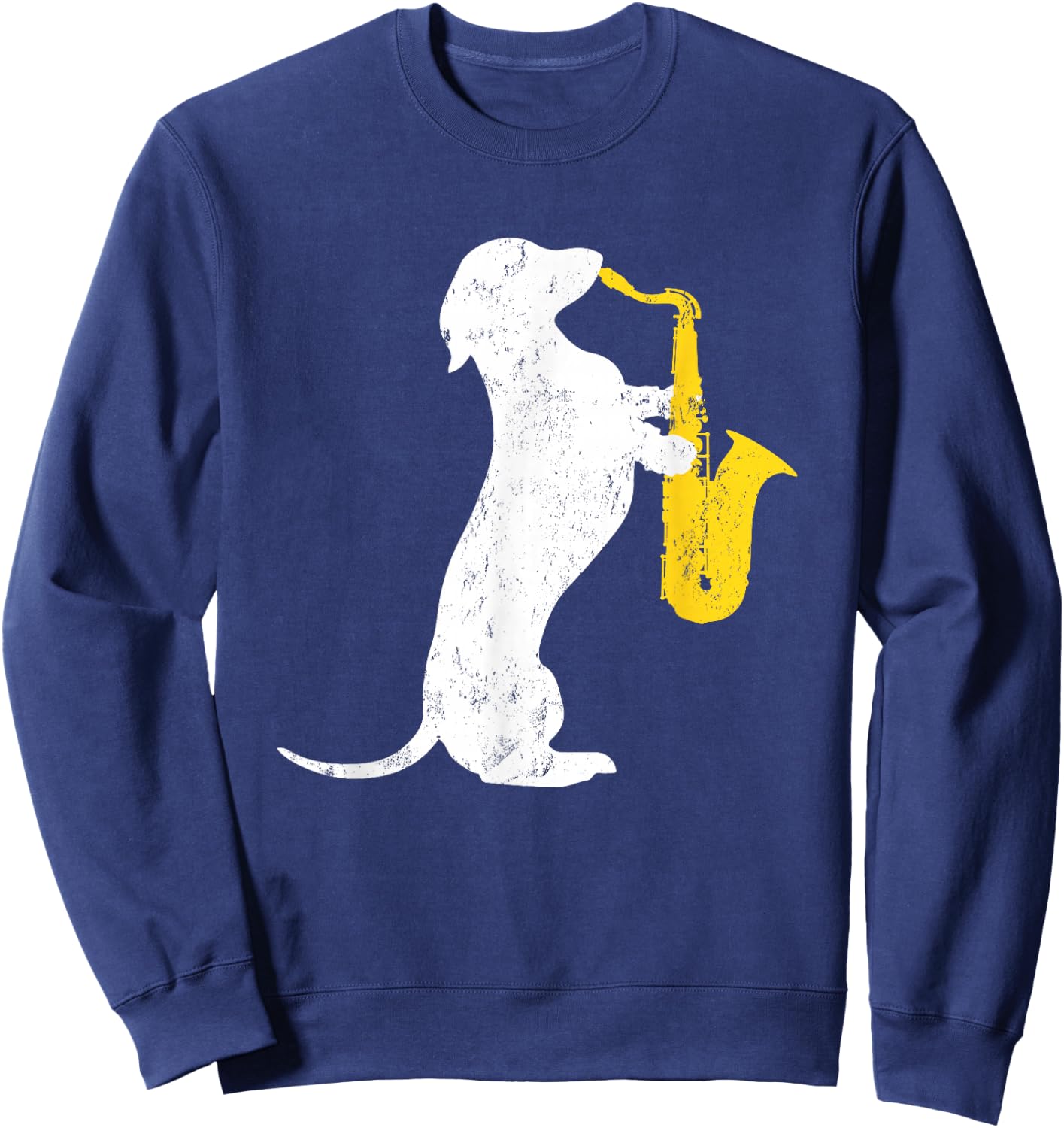 Dachshund Dog Lover Funny Dachshund Playing Saxophones Men Women Girls Kids Sweatshirt - Sweatshirt | Navy