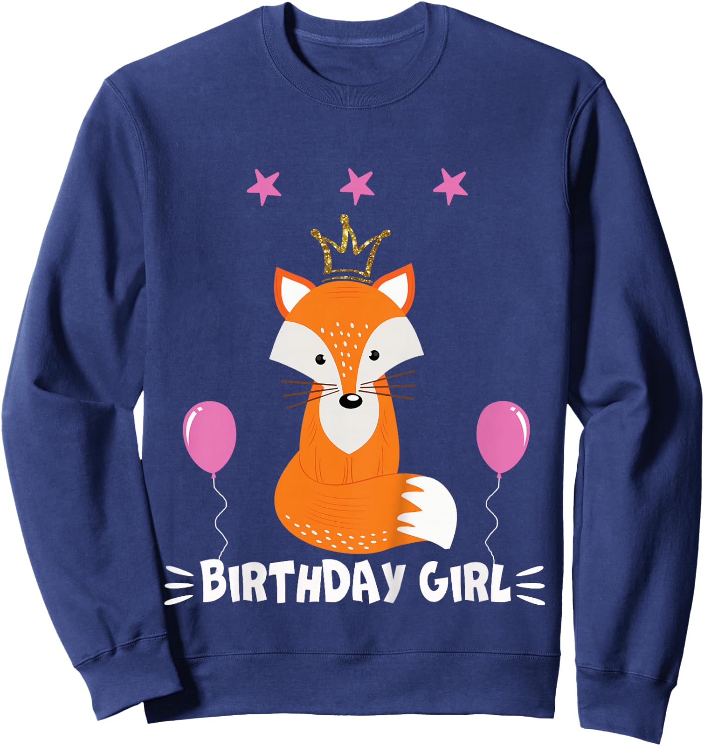 Birthday Girl Party Animal shirt Cool Cute Fox Sweatshirt - Sweatshirt | Navy