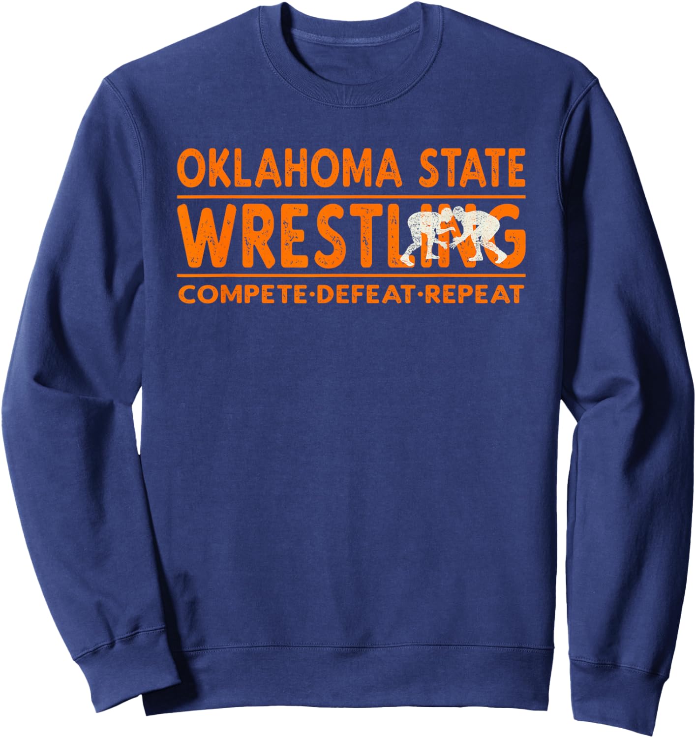 Oklahoma State Wrestling - Compete Defeat Repeat Sweatshirt - Sweatshirt | Navy