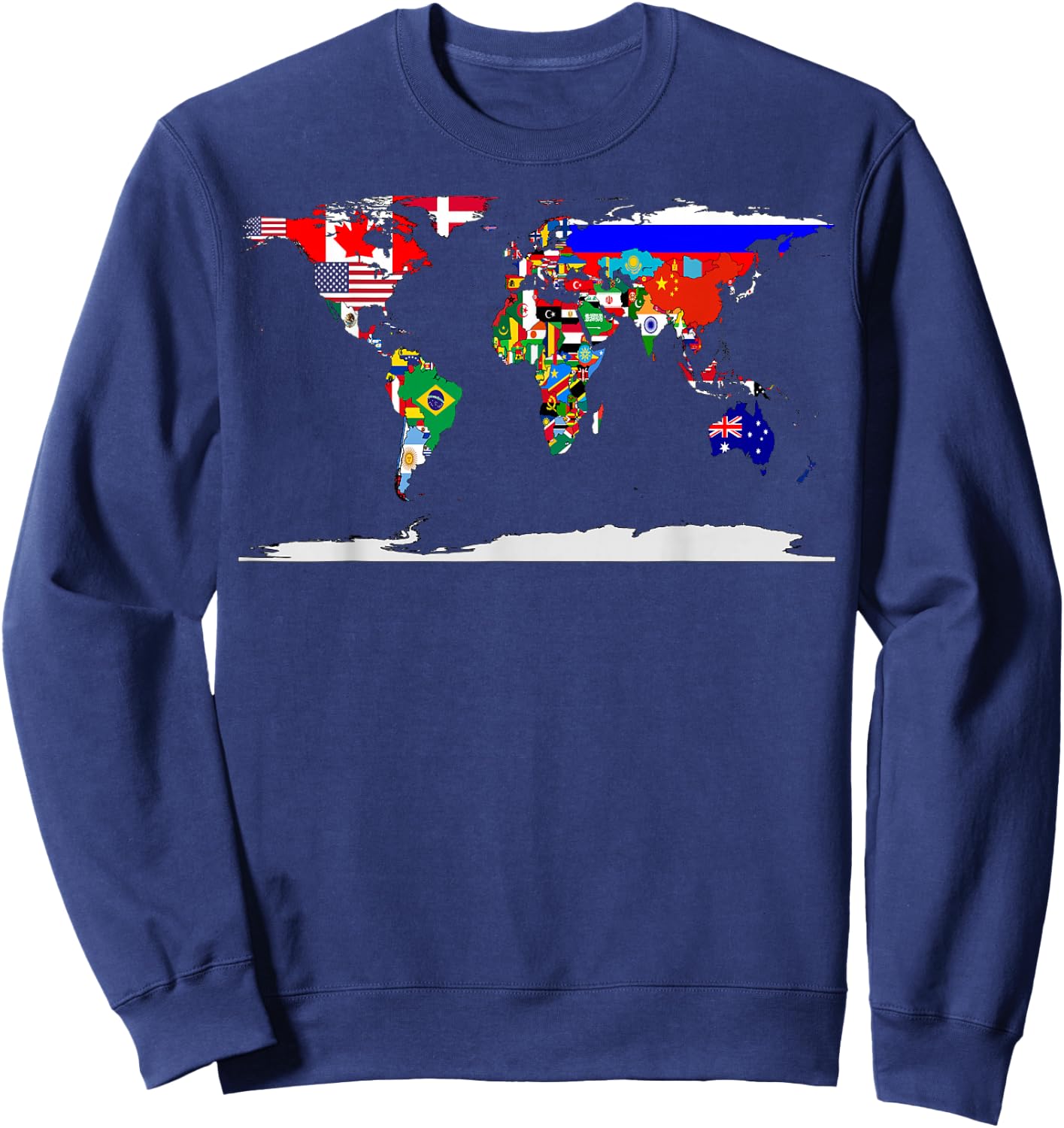 Map of The World and Flags of The Countries of The World Sweatshirt - Sweatshirt | Navy