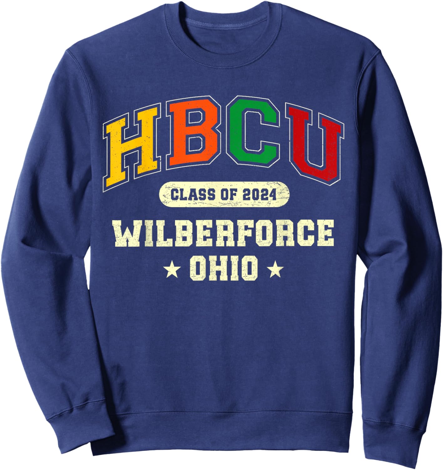 HBCU Class of 2024 Wilberforce Ohio Pride Sweatshirt - Sweatshirt | Navy