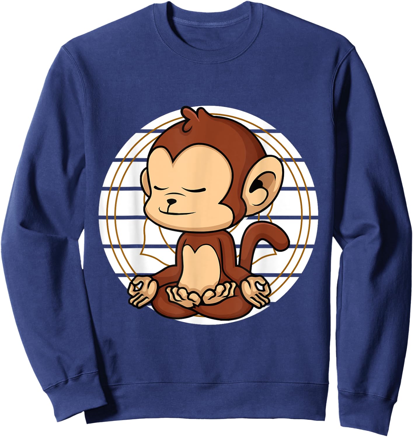 Cute Monkey Meditating Chakra Yoga Meditation Namaste Sweatshirt - Sweatshirt | Navy