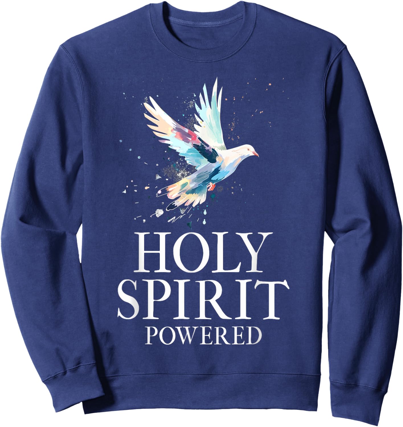 Christian White Dove Bird Watercolour Holy Spirit Sweatshirt - Sweatshirt | Navy
