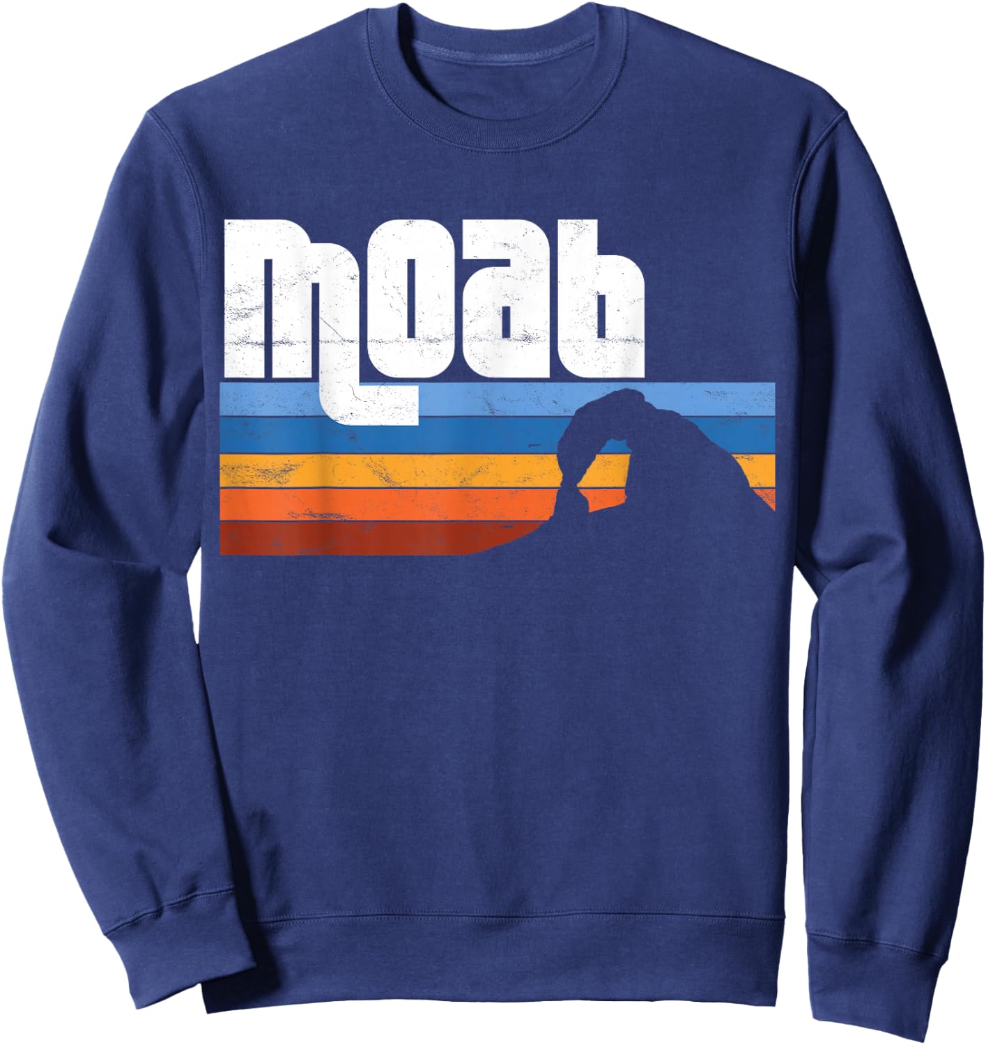 Moab Utah UT Arches Canyonlands National Park Retro Sunset Sweatshirt - Sweatshirt | Navy