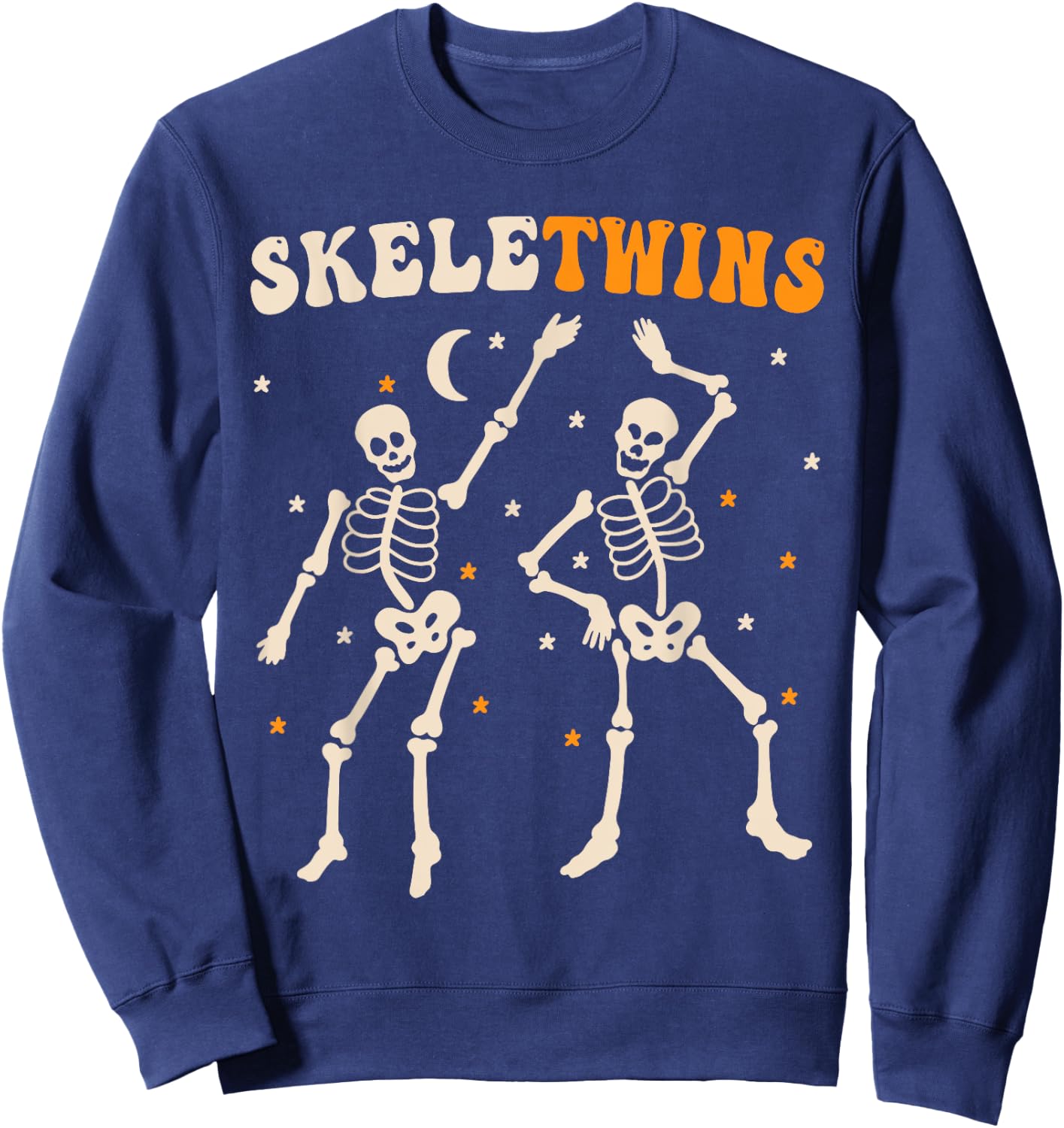 Skeletwins Twins Halloween Matching Funny Dancing Skeletons Sweatshirt - Sweatshirt | Navy