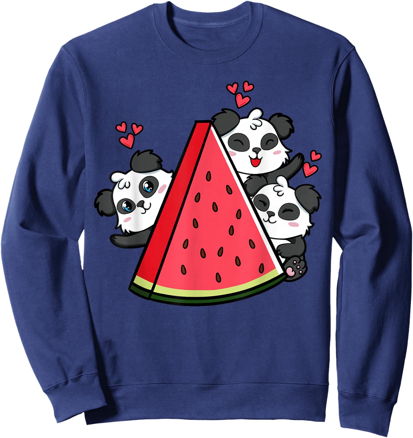 Panda Bear Watermelon Lover Summer Fruit Slice Sweatshirt - Sweatshirt | Navy