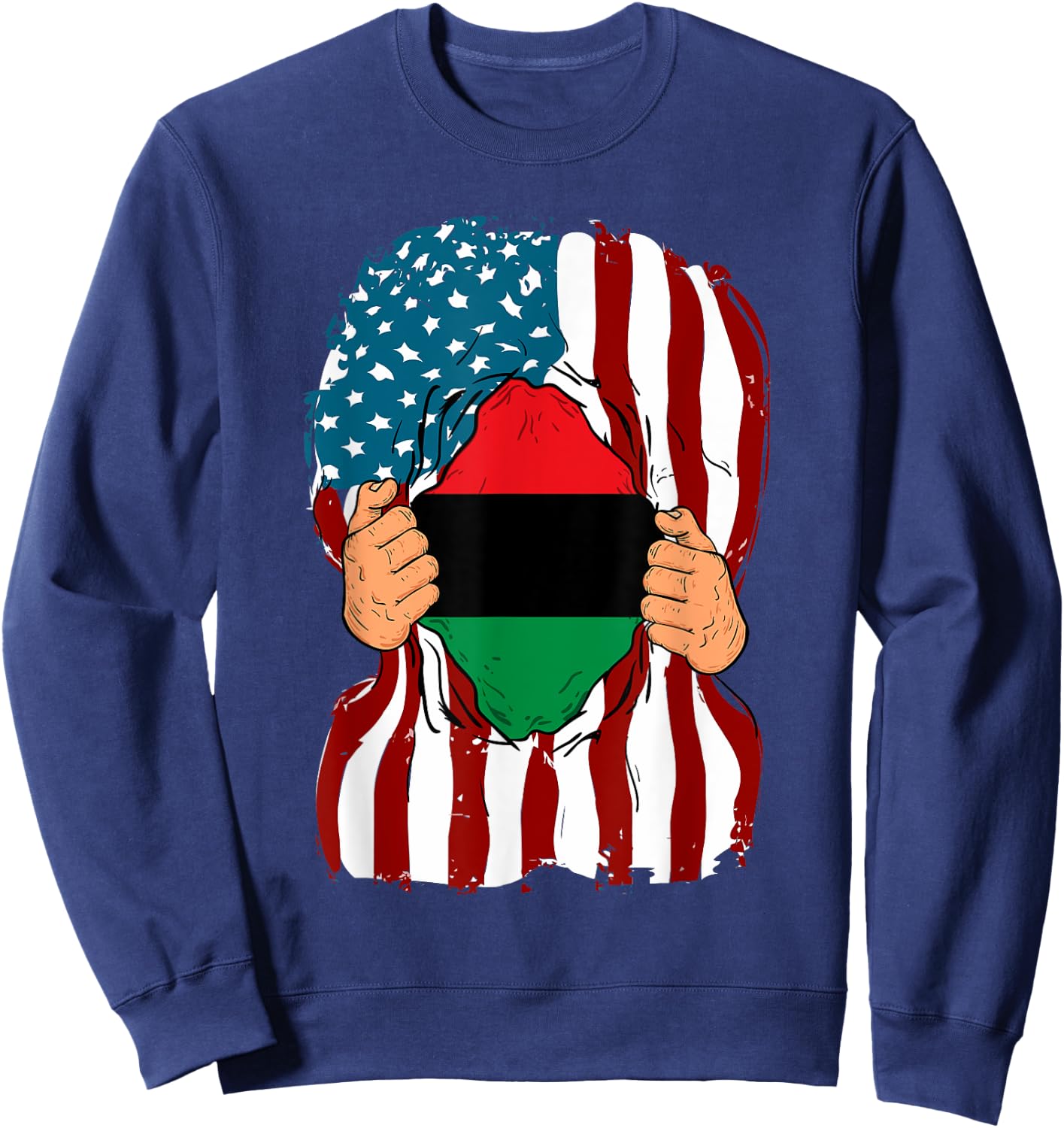 Pan African UNIA Flag Funny Loyal Afro Americans USA Gift Sweatshirt - Sweatshirt | Navy
