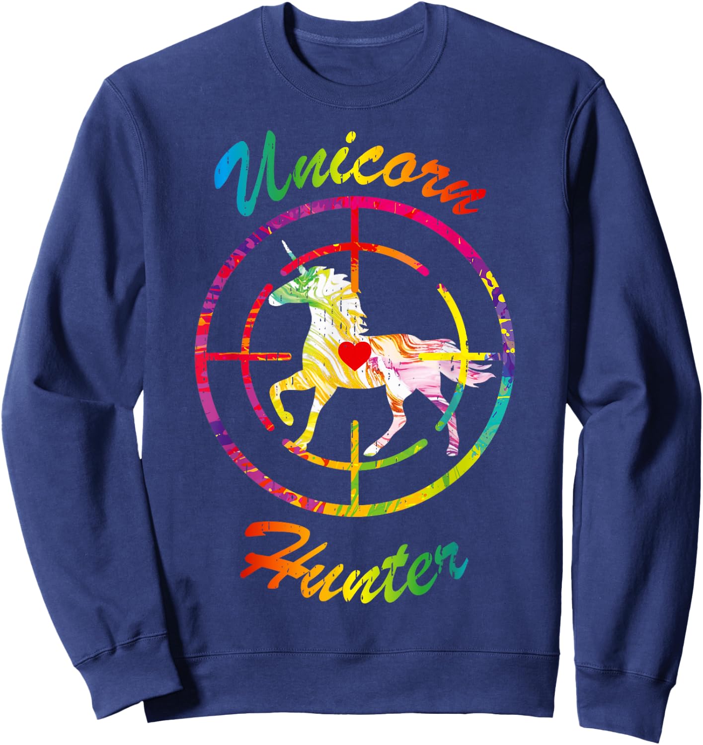Unicorn Hunter Boys Rainbow Horse Humor Hate Unicorns Sweatshirt - Sweatshirt | Navy