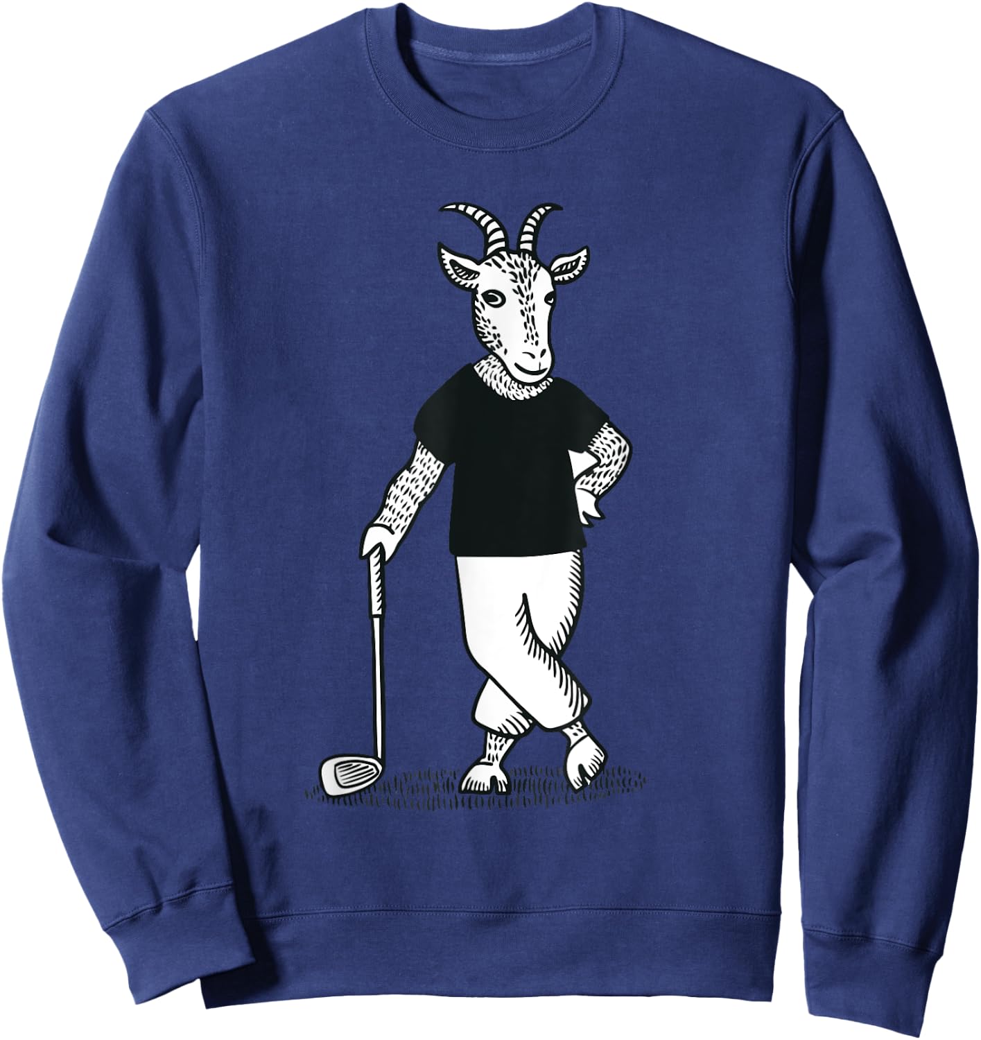 Goat Playing Golf Funny Animal Golfer Golf Club Lawn Golfing Sweatshirt - Sweatshirt | Navy